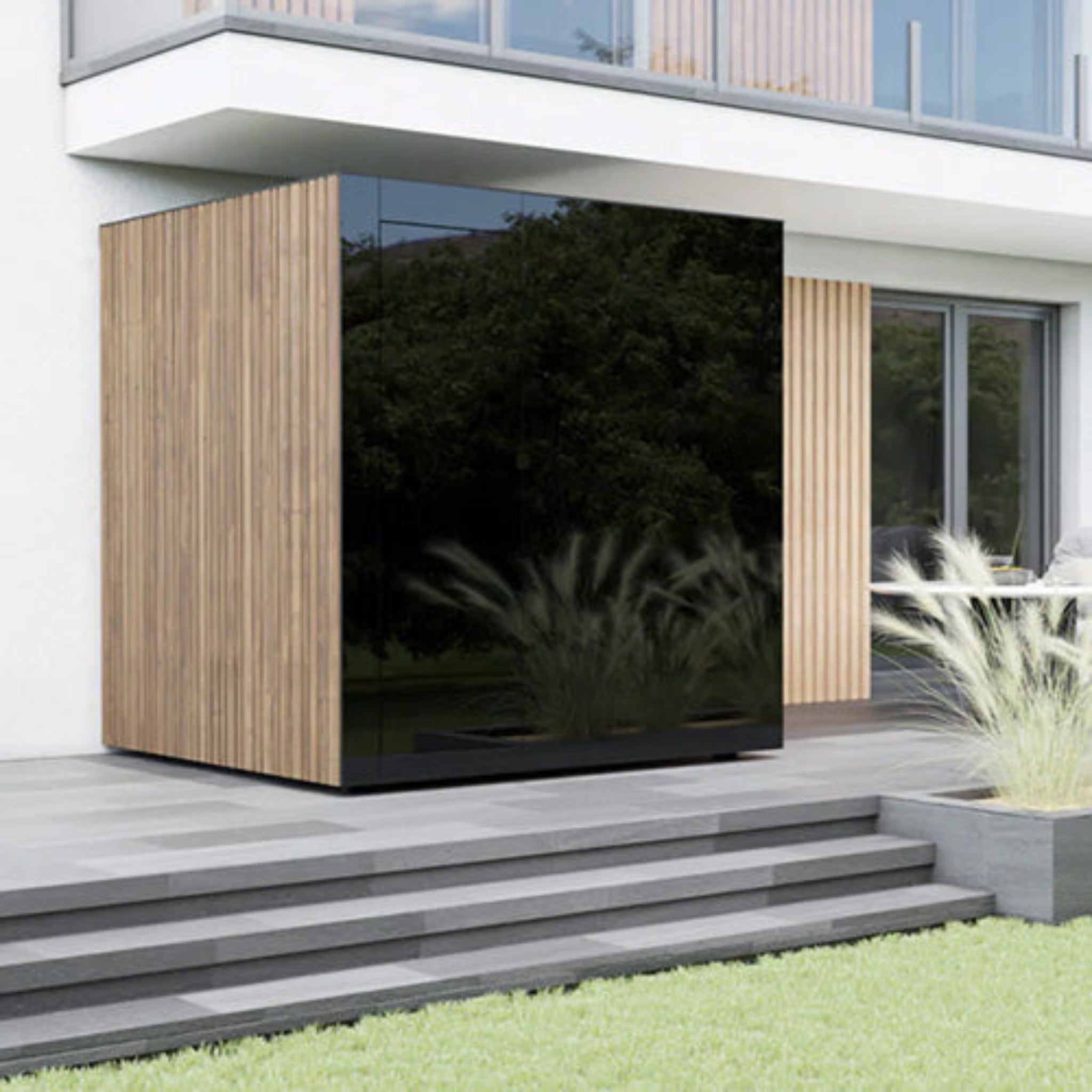 ThermaSol Spectra outdoor sauna tinted glass panel close-up