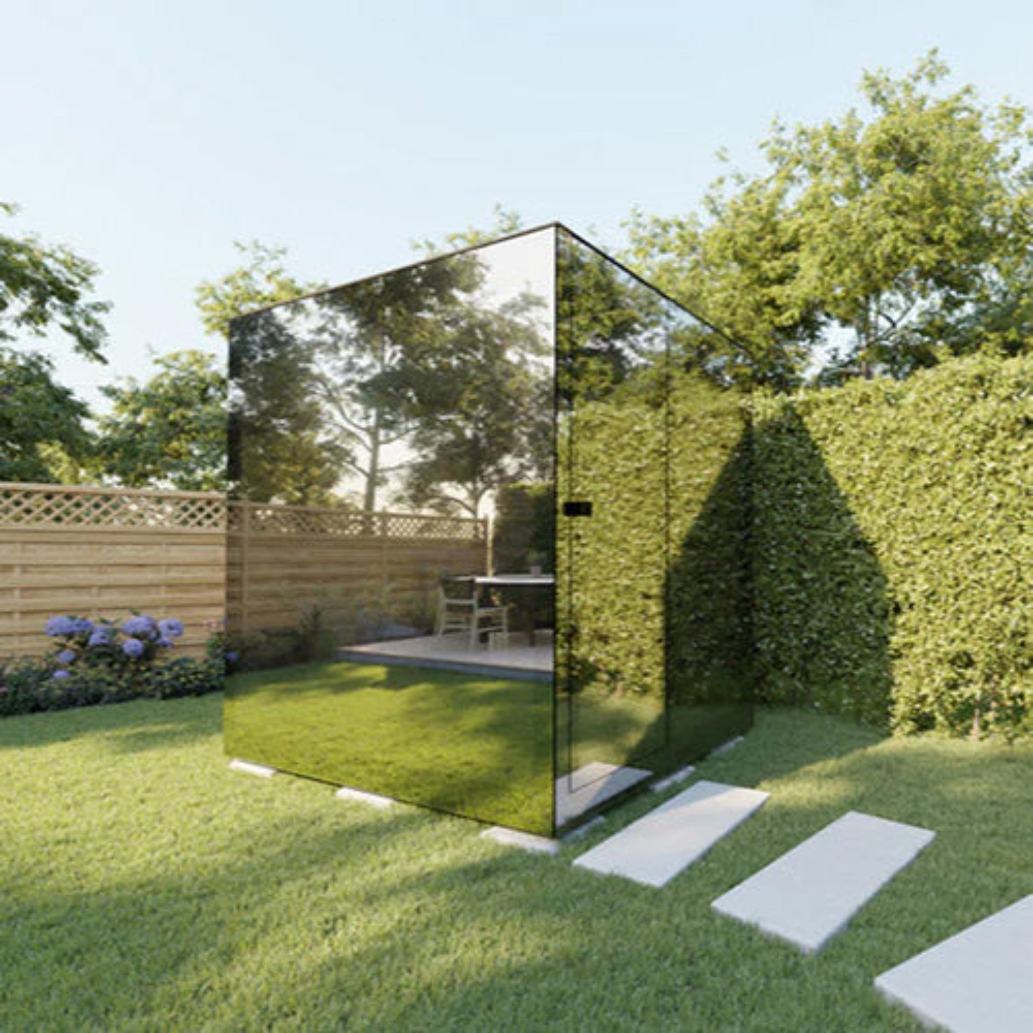 ThermaSol-Vue-7 showing angled exterior view in a backyard setting