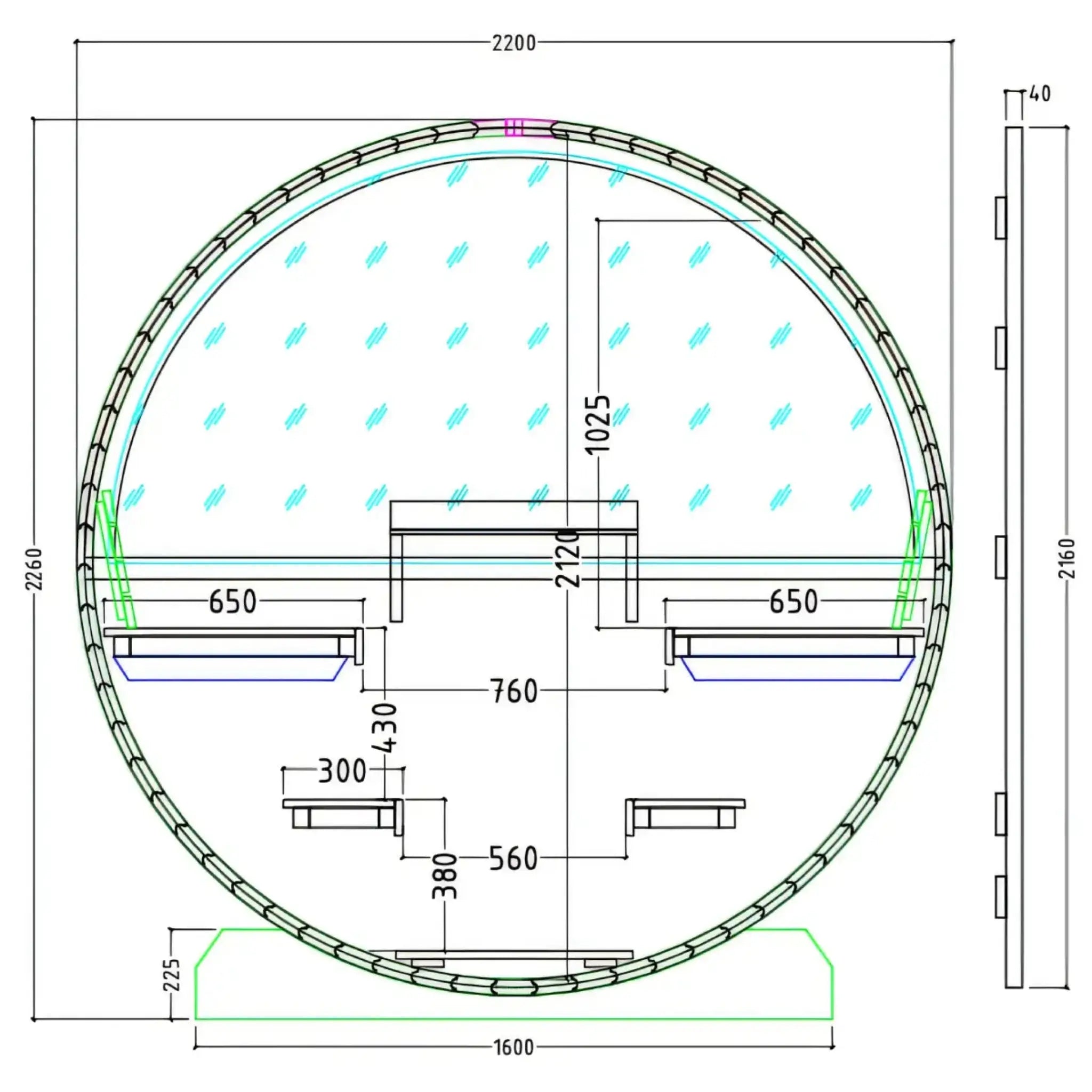 Turku Finnish Barrel Sauna with Terrace and WiFi Heater diagram