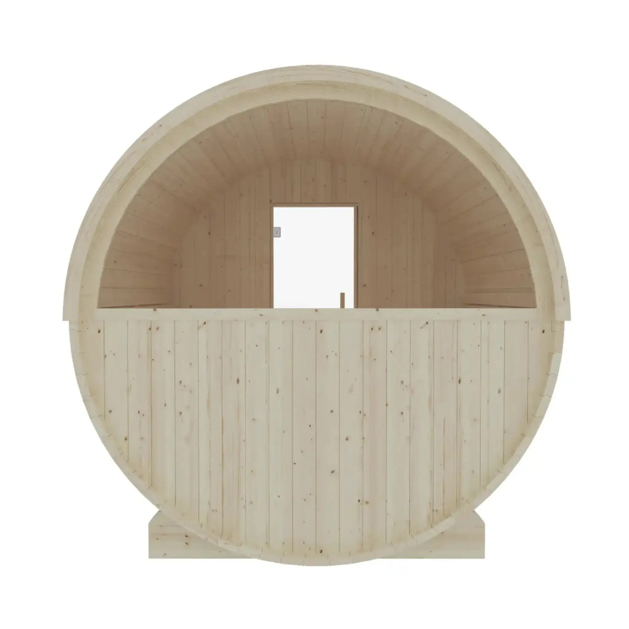 Turku Finnish Barrel Sauna with Terrace and WiFi Heater back side on white background