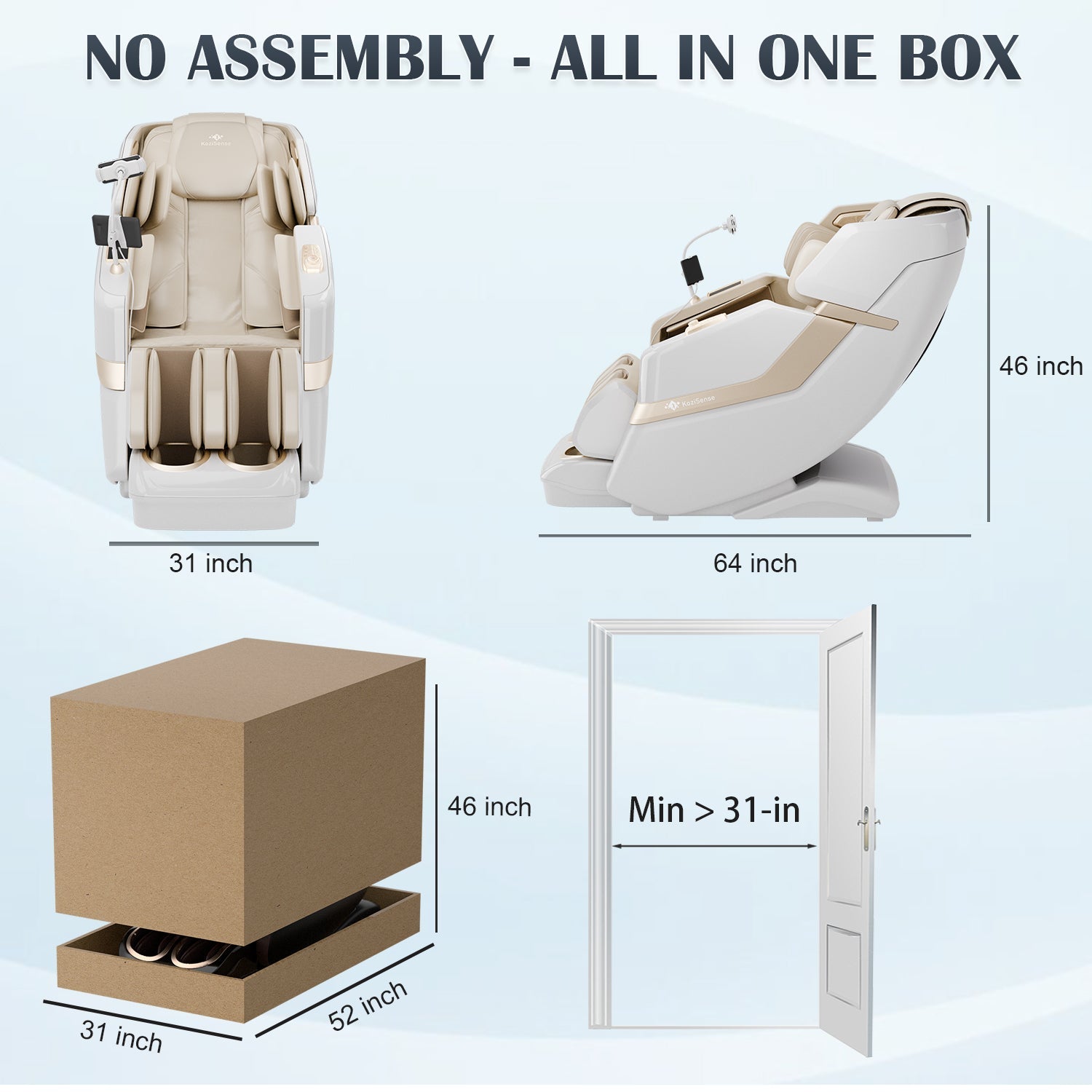 KoziSense KZ-313 Heated Jade Stone Massage Chair – White