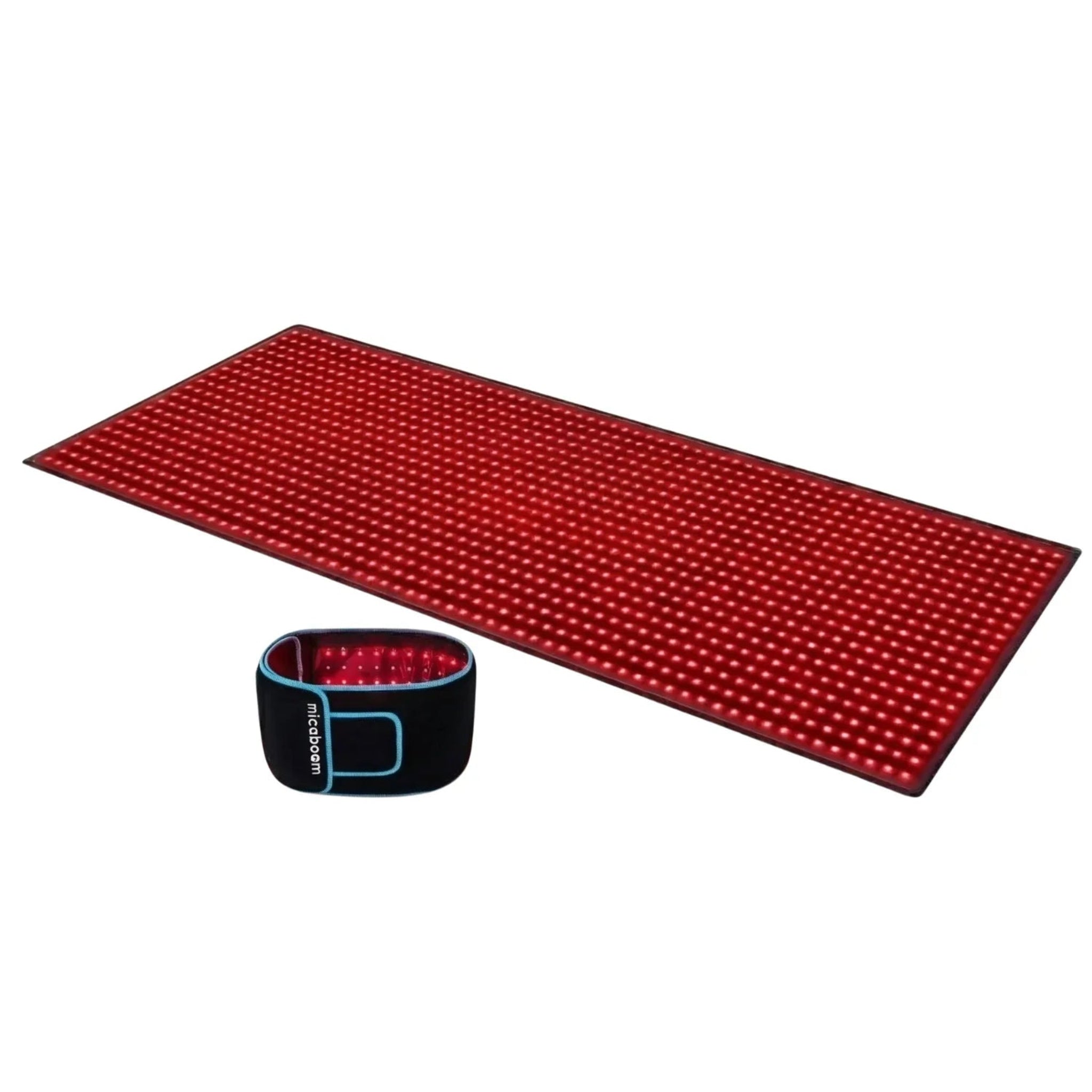 Nicebeam Red light mat with a black red light wristband on a white background