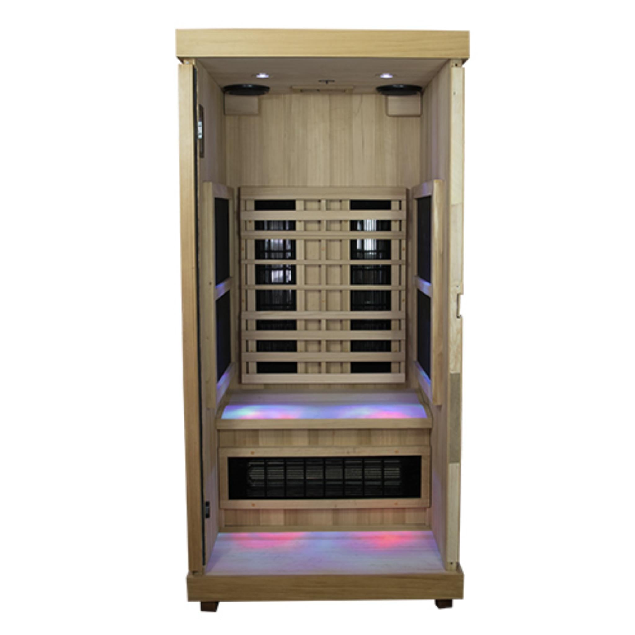 Finnmark FD-1 infrared sauna interior view, Western Canadian Cedar