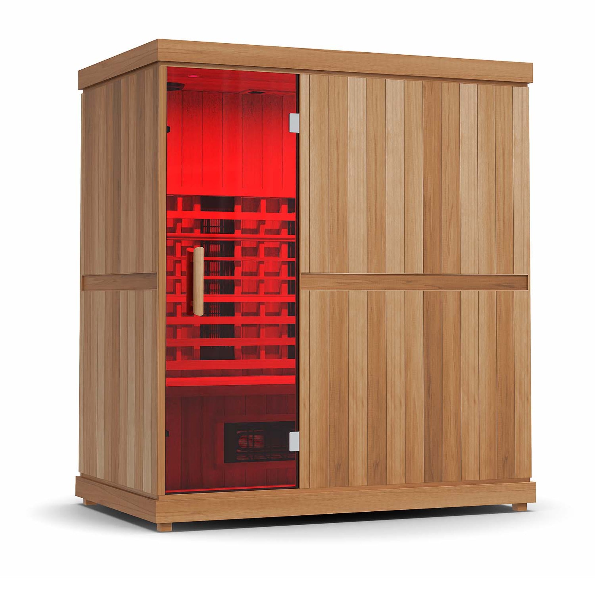 Finnmark FD-3 infrared sauna with red chromotherapy lighting