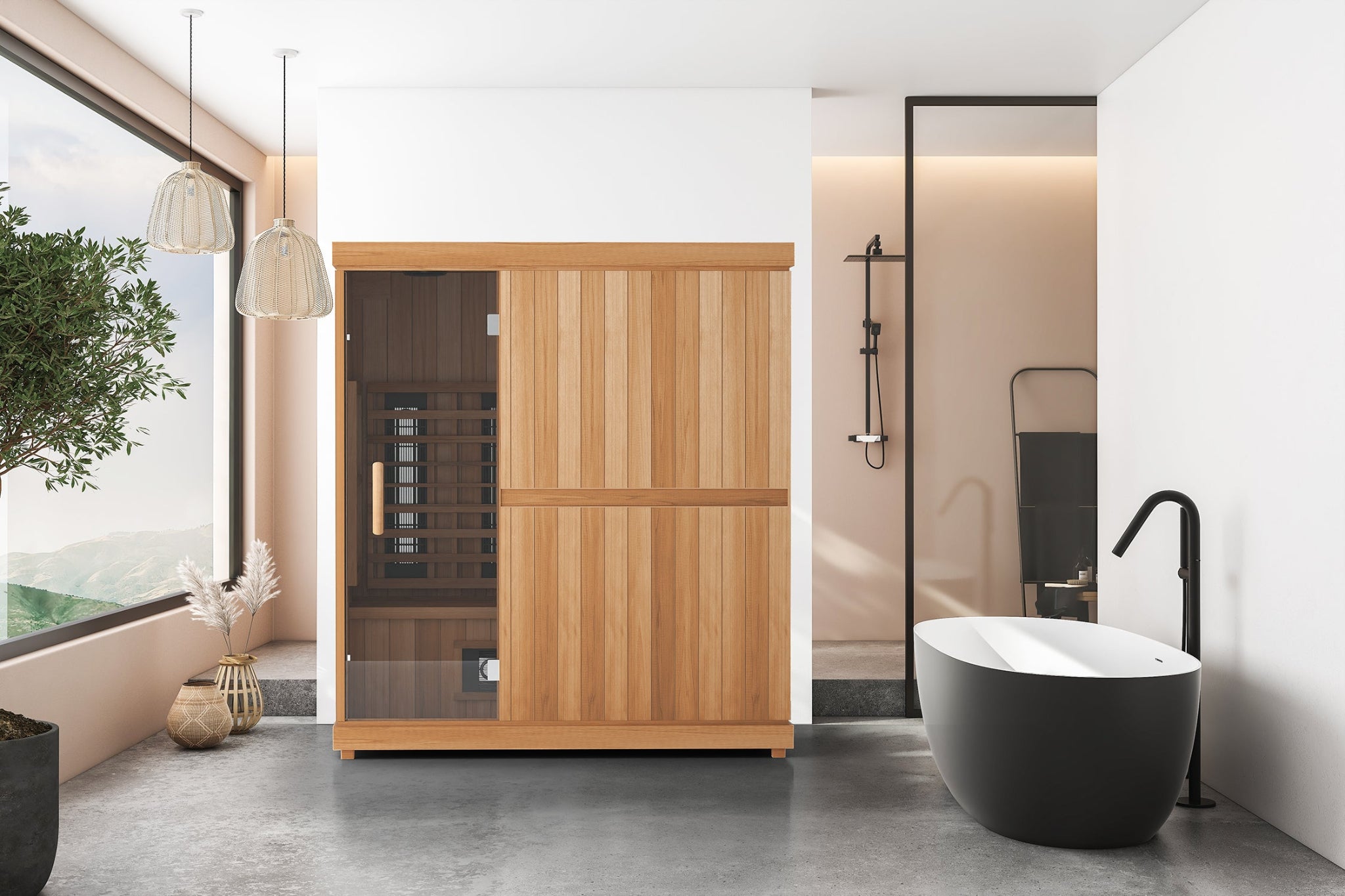 Finnmark FD-3 infrared sauna in room environment view 1