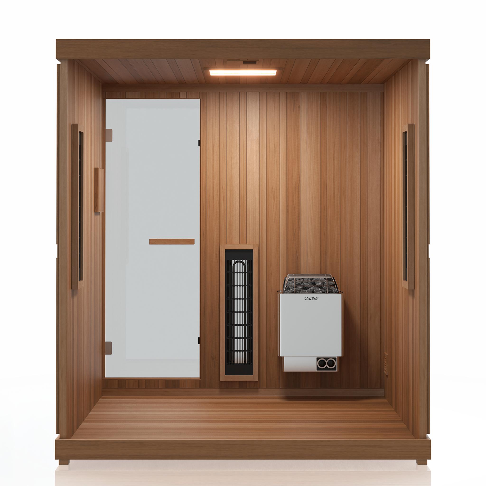 Finnmark FD-5 Trinity full spectrum infrared sauna Cedar interior with bench seating