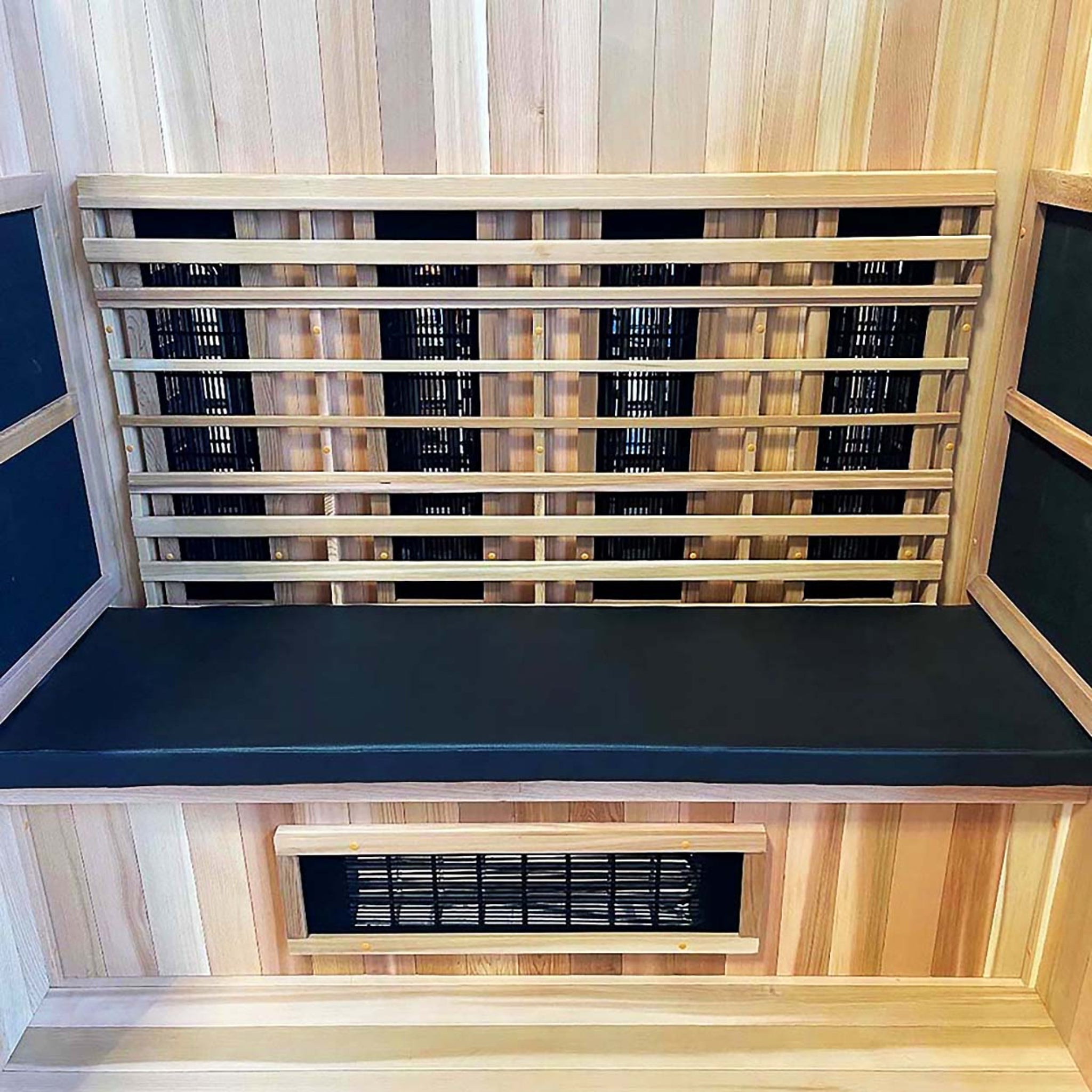 Finnmark FD-3 infrared sauna cushion inside sauna front view