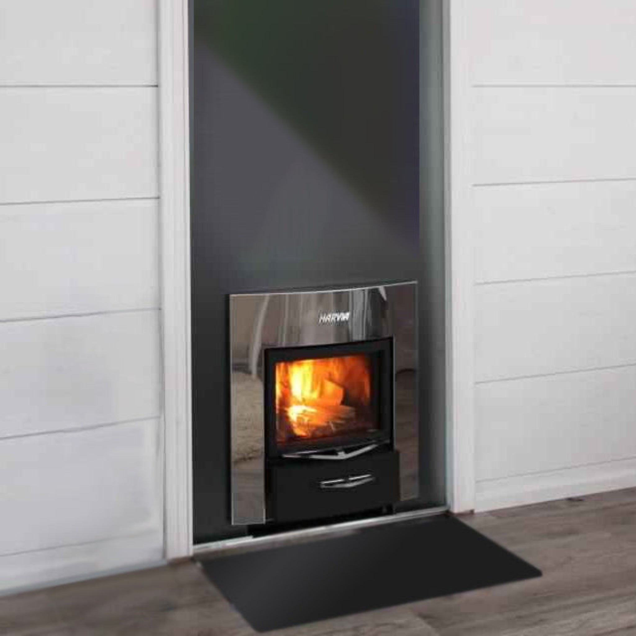 Harvia Pro Series 24.1kW wood sauna stove through-wall installation