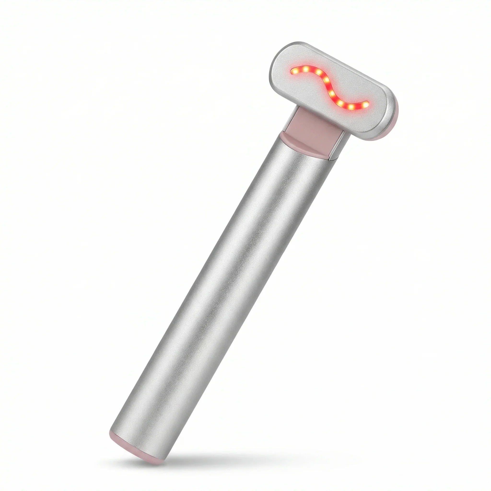 Nicebeam red light therapy Silver and pink electronic device on a white background