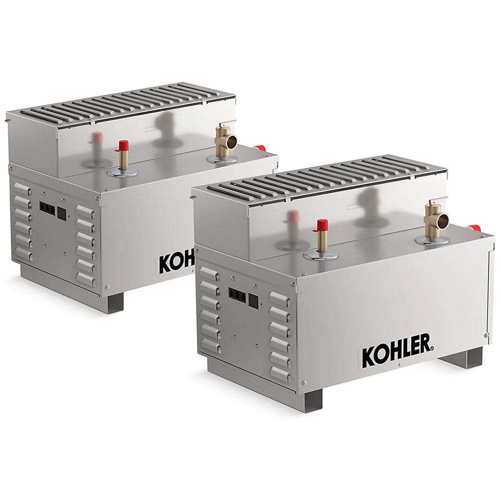 Kohler 26kW steam generator units designed for residential use, featuring dual 13kW generators for optimal steam performance.