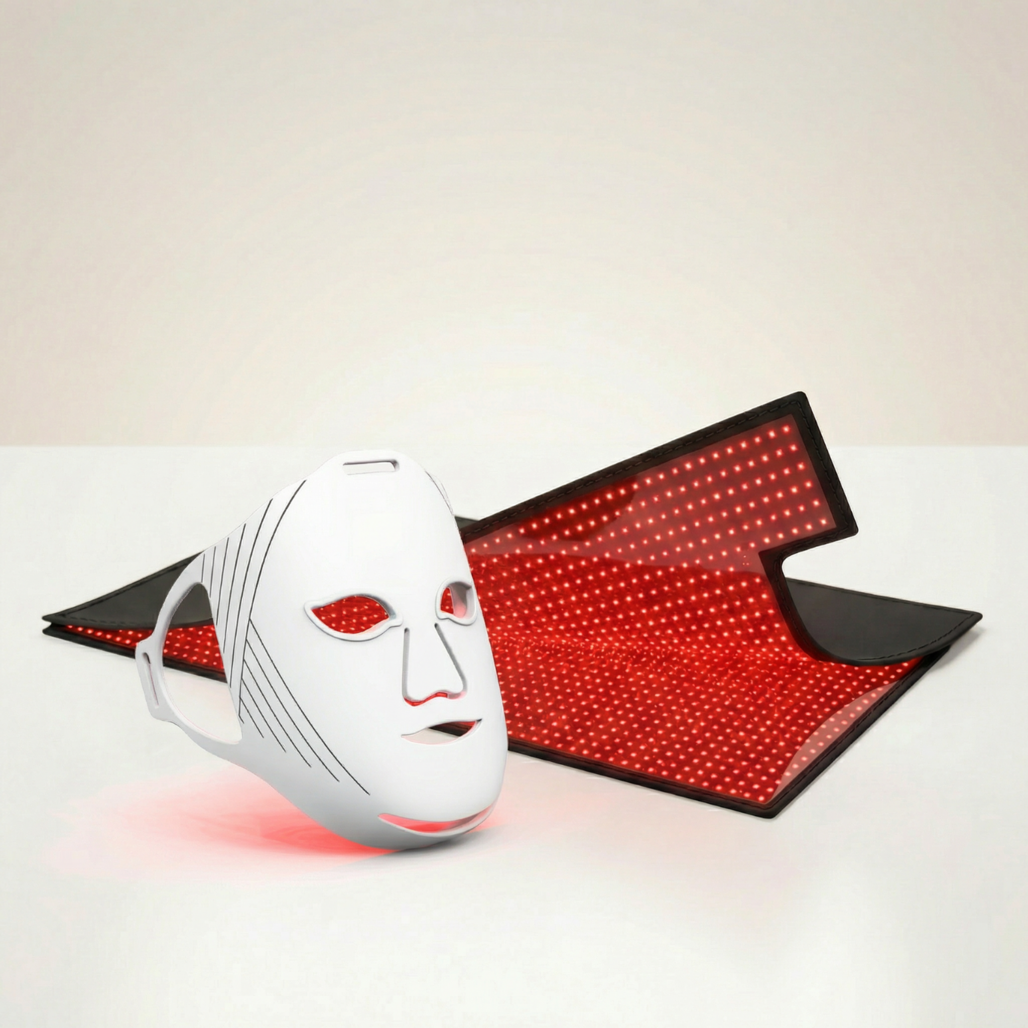 Nicebeam Red Light Therapy Bundle | Full Body Mat + Hat, Mask, Lamp or Bag featuring a red light therapy mask and mat.