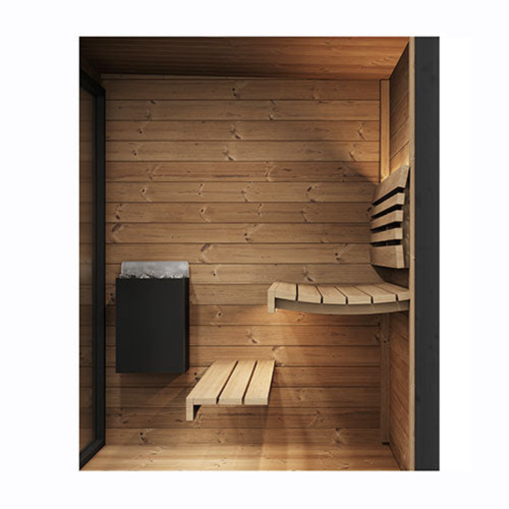 SaunaLife GL4 Outdoor Sauna Cabin Kit – exterior front view with door closed