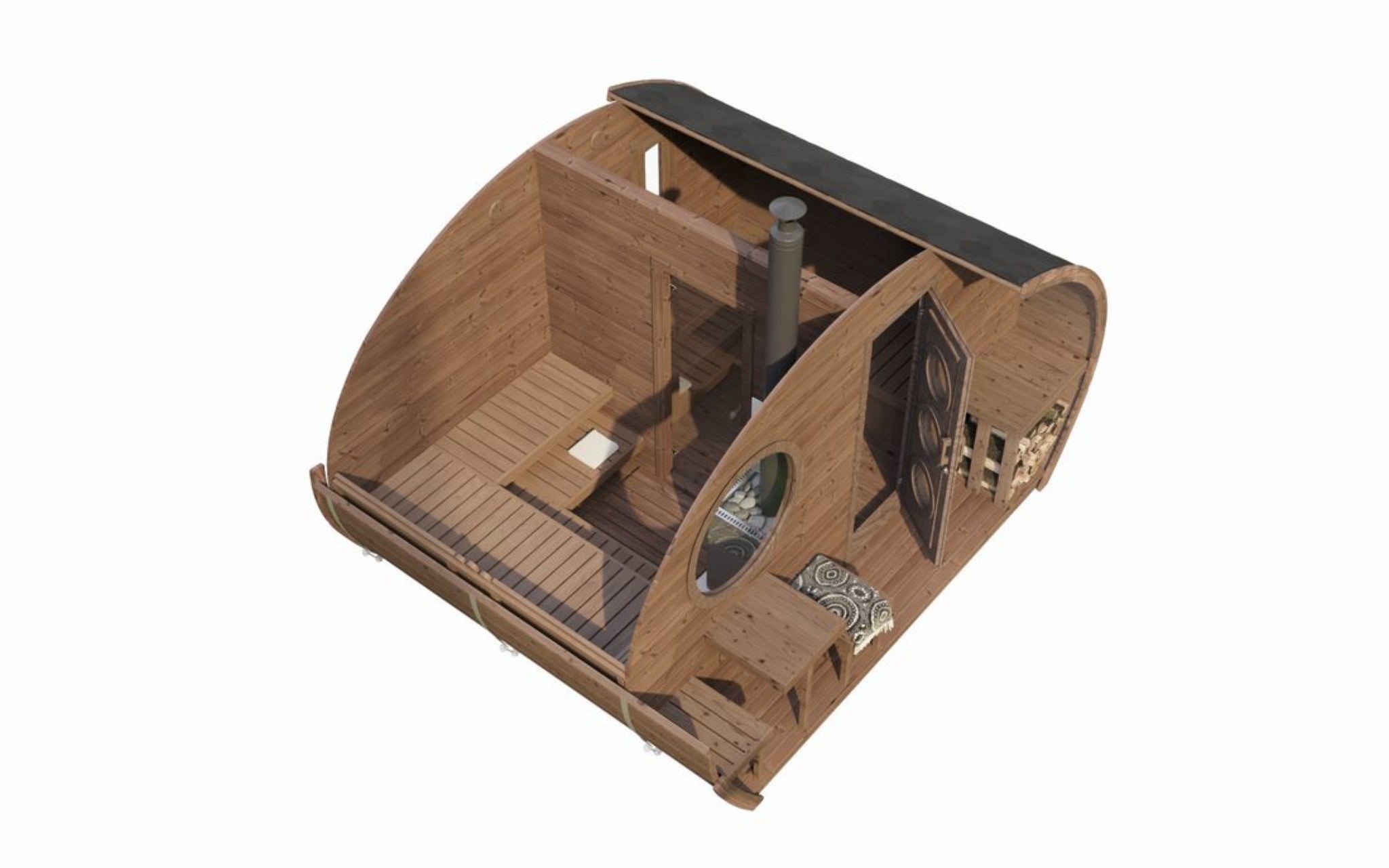 SaunaLife G11 Sauna – cutaway diagram showing two-room layout and dimensions