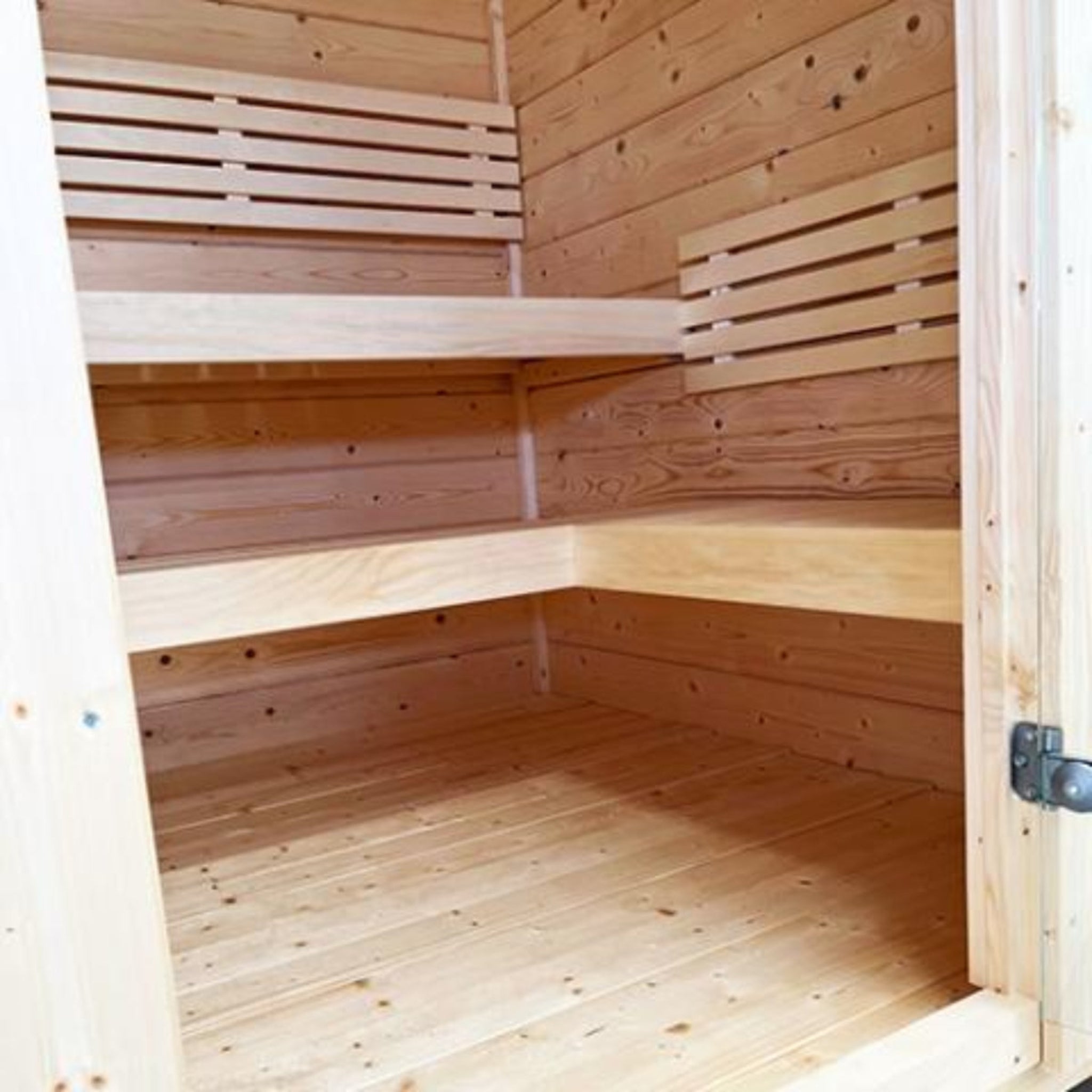 SaunaLife Model G2 outdoor sauna kit inside view