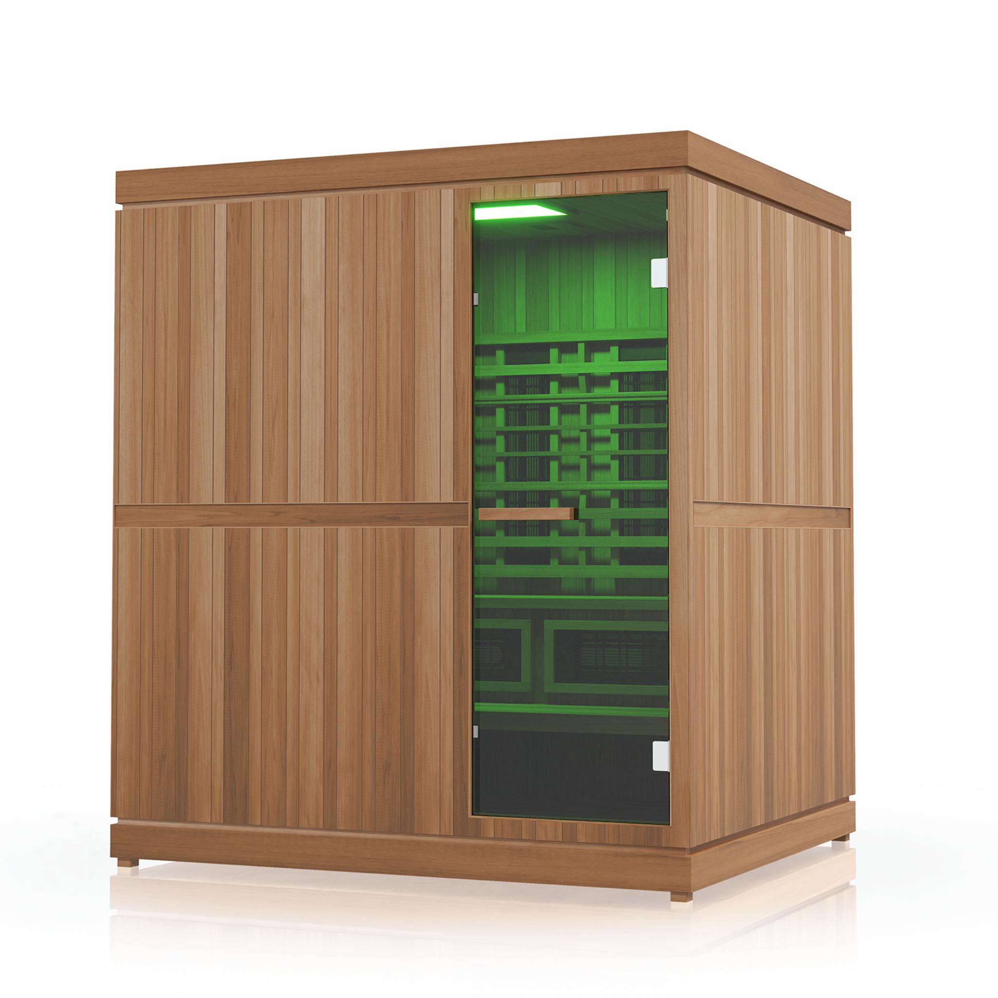 Finnmark FD-5 Trinity combination sauna front angle view green light