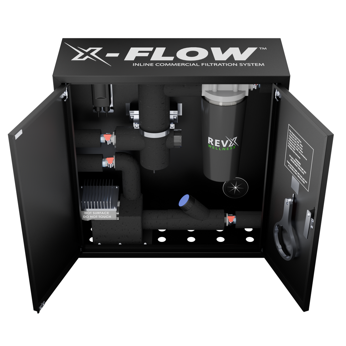 RevX X-FLOW filtration cabinet with doors open