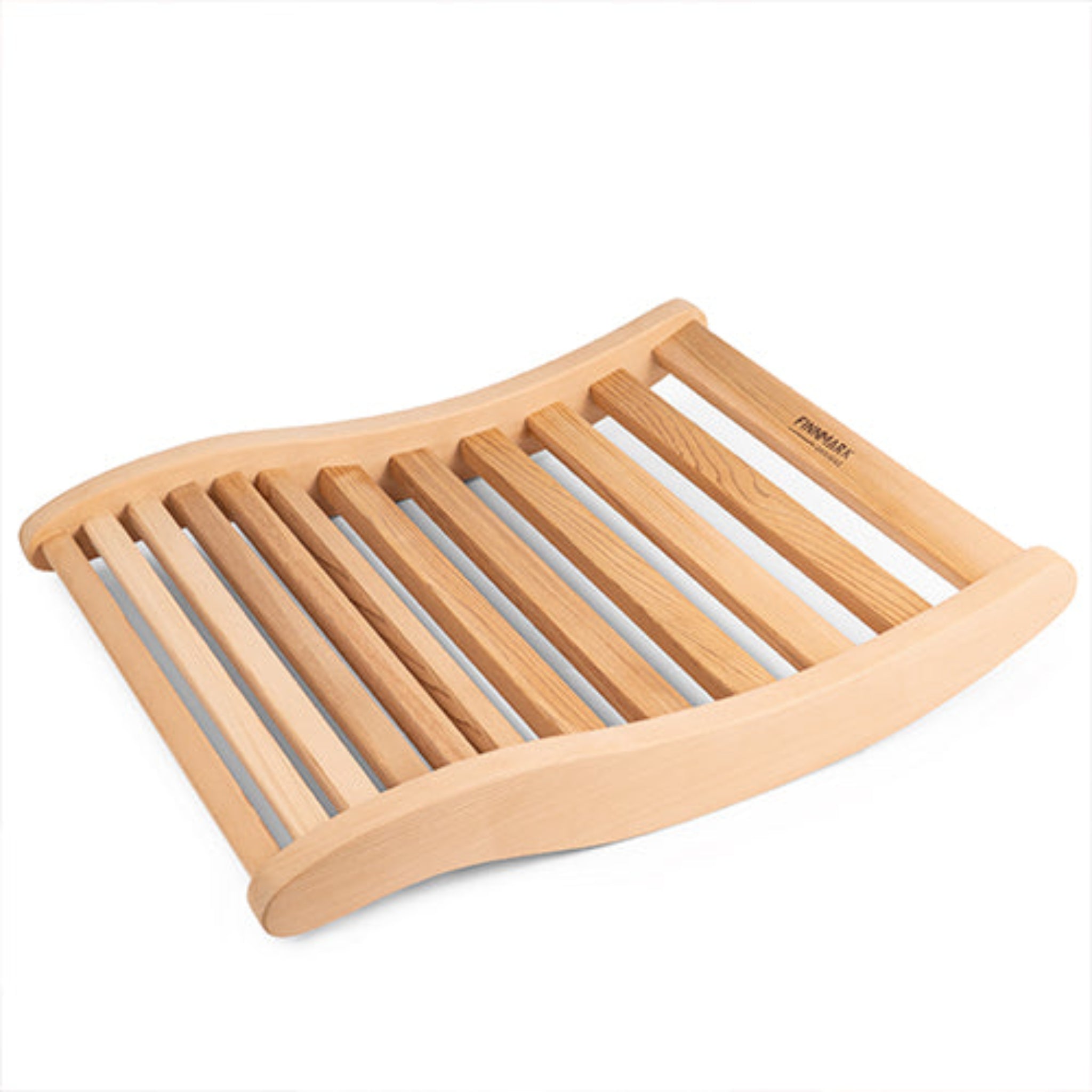 FInnmark Ergonomic S-Shape Sauna Backrest laying down on a white background