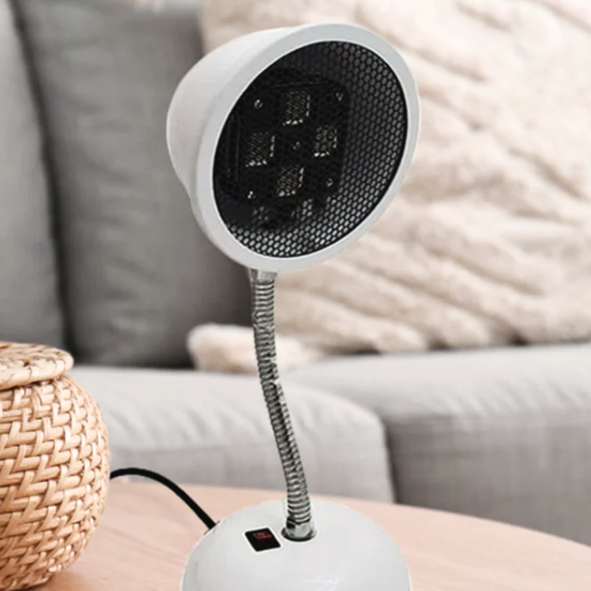 Desktop Table Lamp with modern design, flexible neck, and far infrared technology for soothing warmth.