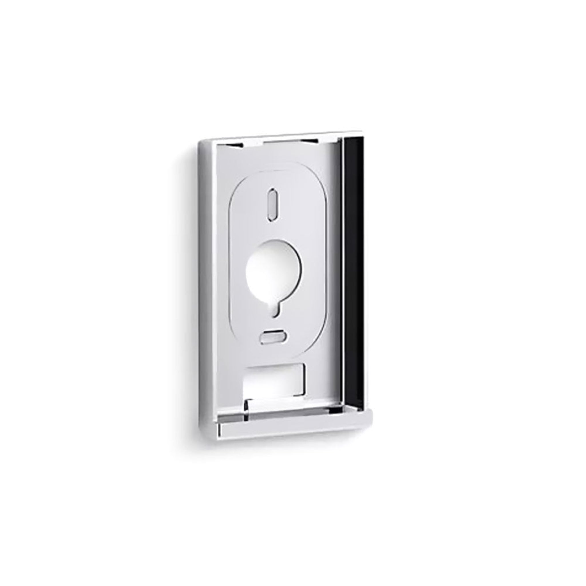 Chrome door handle on a white background