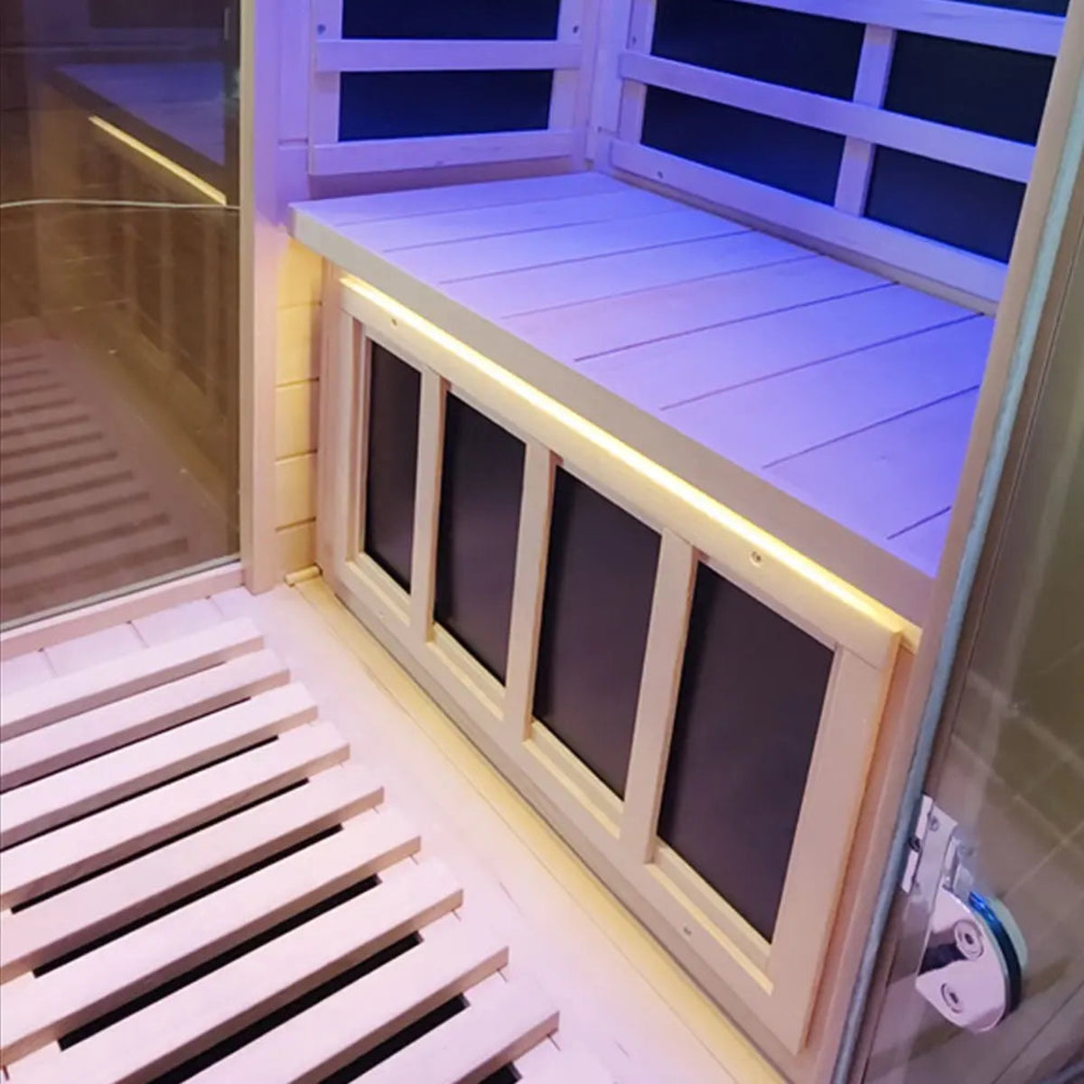 Wizzisaunas 909MX mini infrared sauna inside bench view