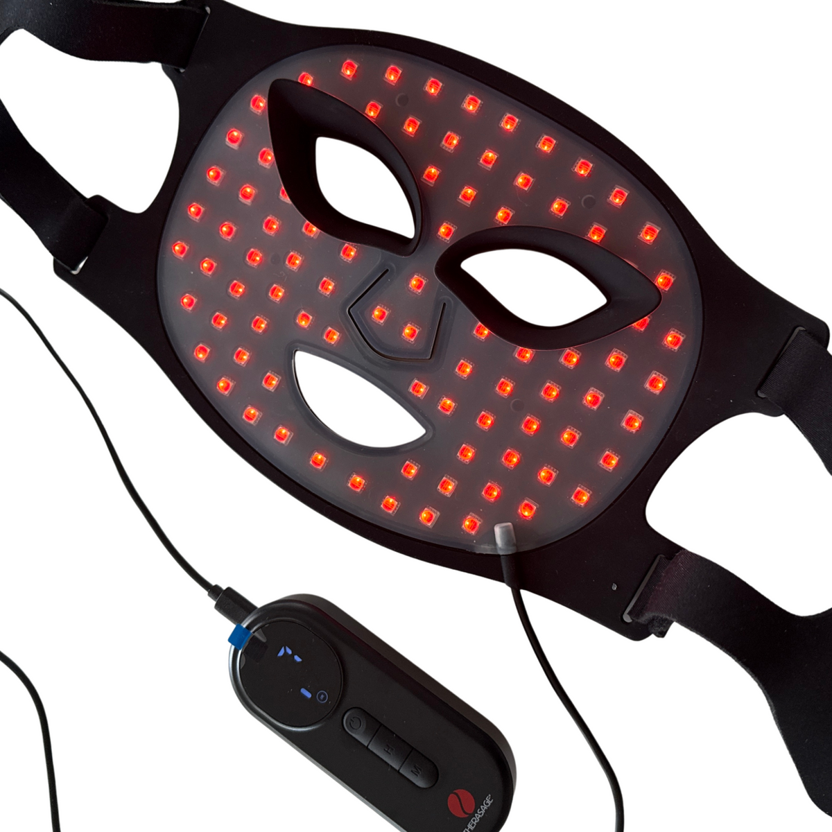 TheraGlow Mask2Go™ Red Light Therapy LED Face Mask with customizable controls and light therapy technology.