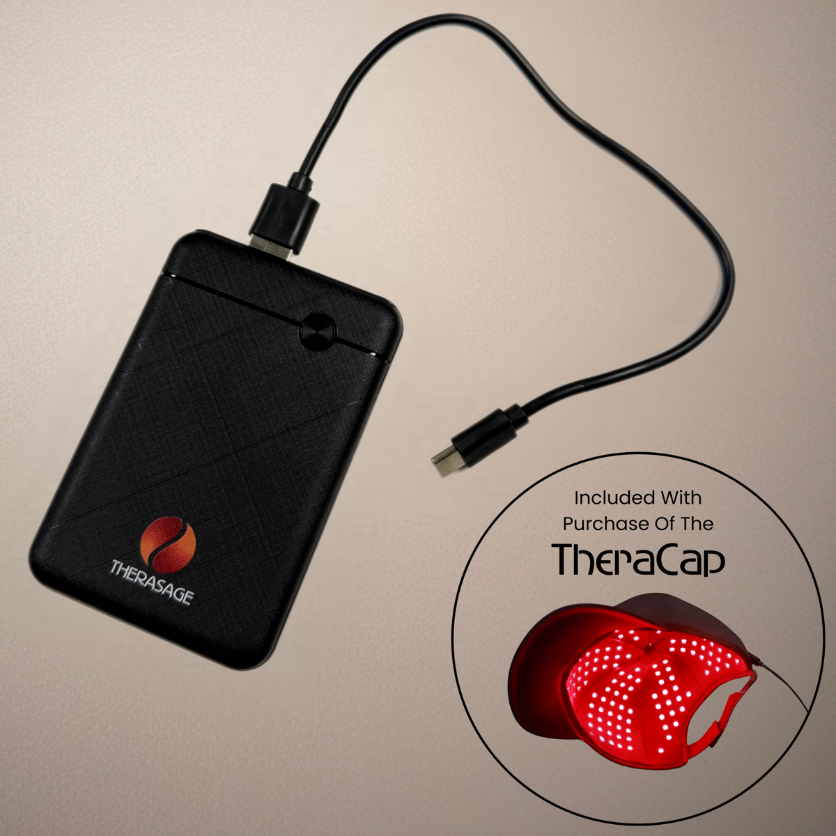 TheraCap Red Light Therapy Hair & Scalp Device charger included with purchase of TheraCap.