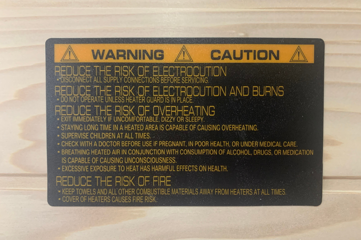Warning and caution instructions for safe use of heating equipment, including risks of electrocution, overheating, and fire.