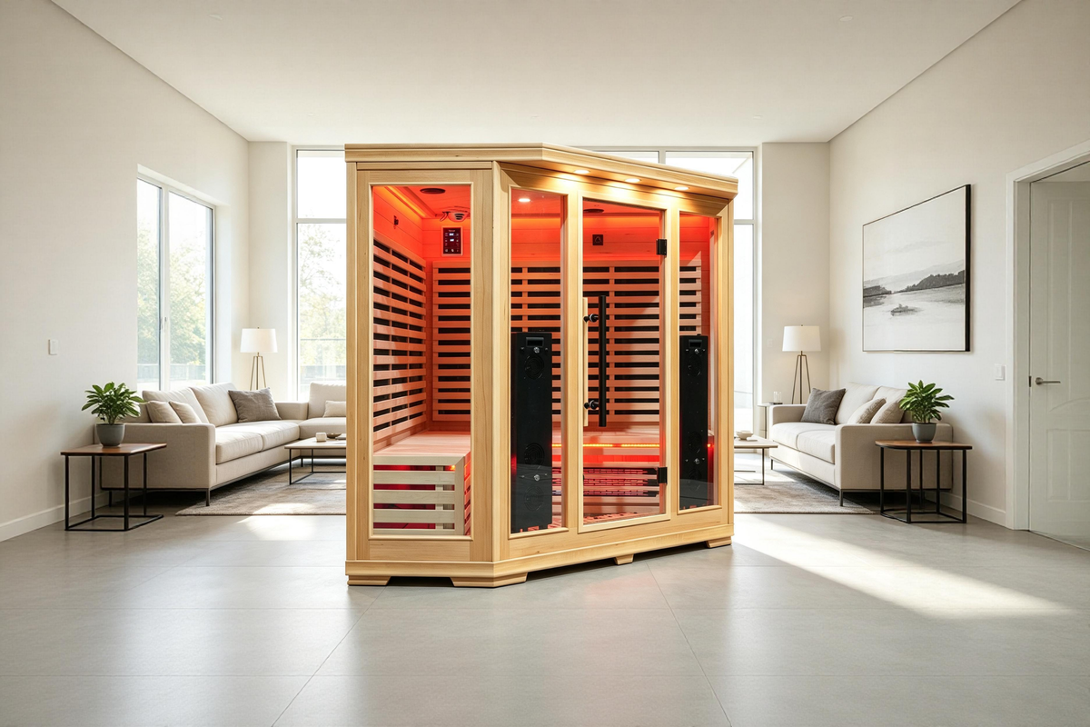 4-5 Person Full Spectrum Infrared Sauna with Red Light Therapy | Blisspod Vienna RED