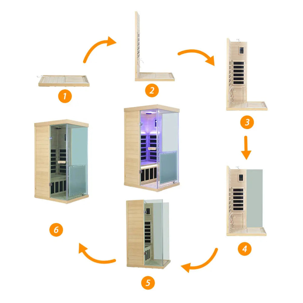 Wizzisaunas 909MX mini infrared sauna assembly 