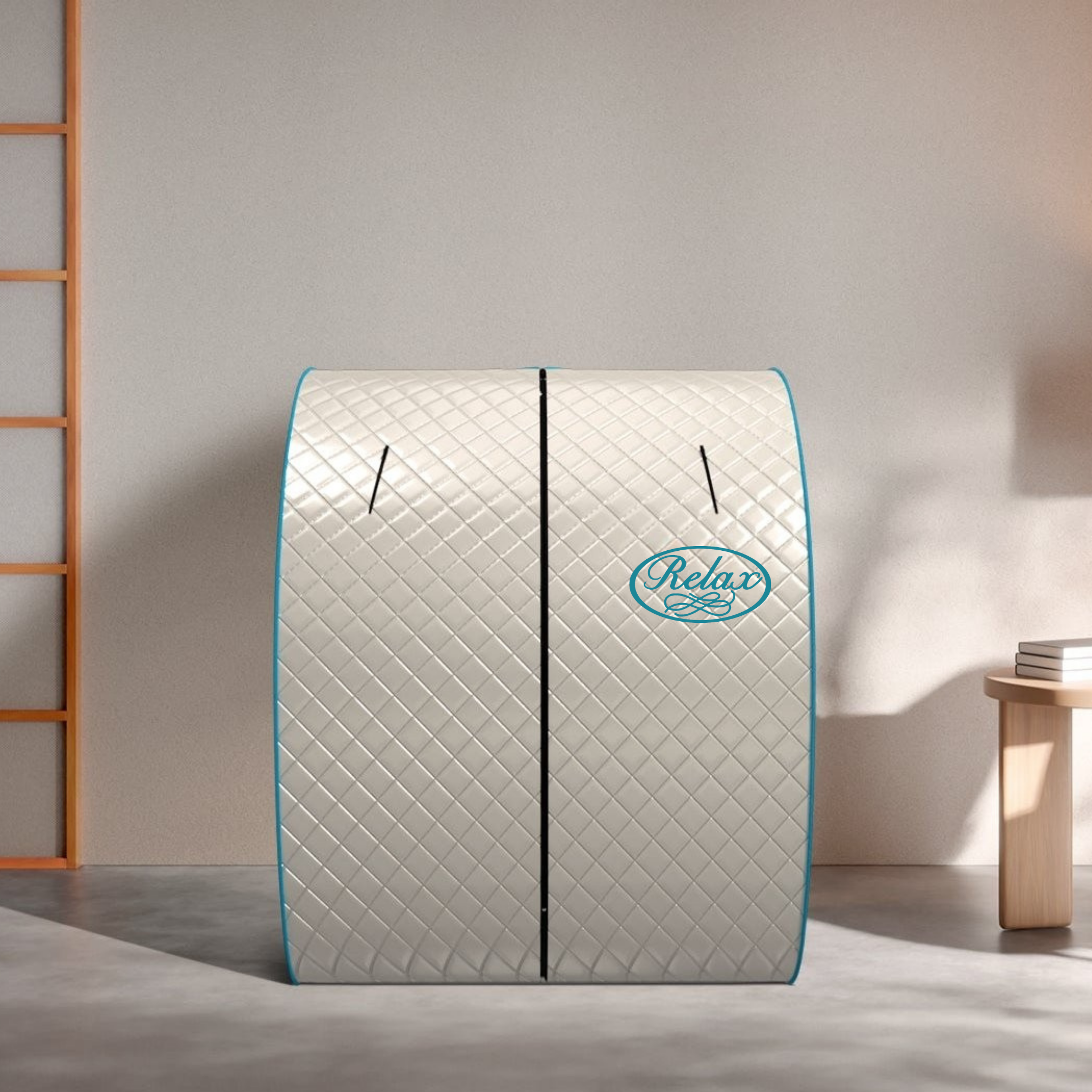 Silver Elite portable infrared sauna in a serene setting, designed for powerful far infrared relaxation.