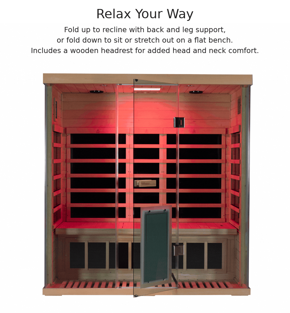 Wizzisaunas S03 3-person infrared sauna – moving folding lounger