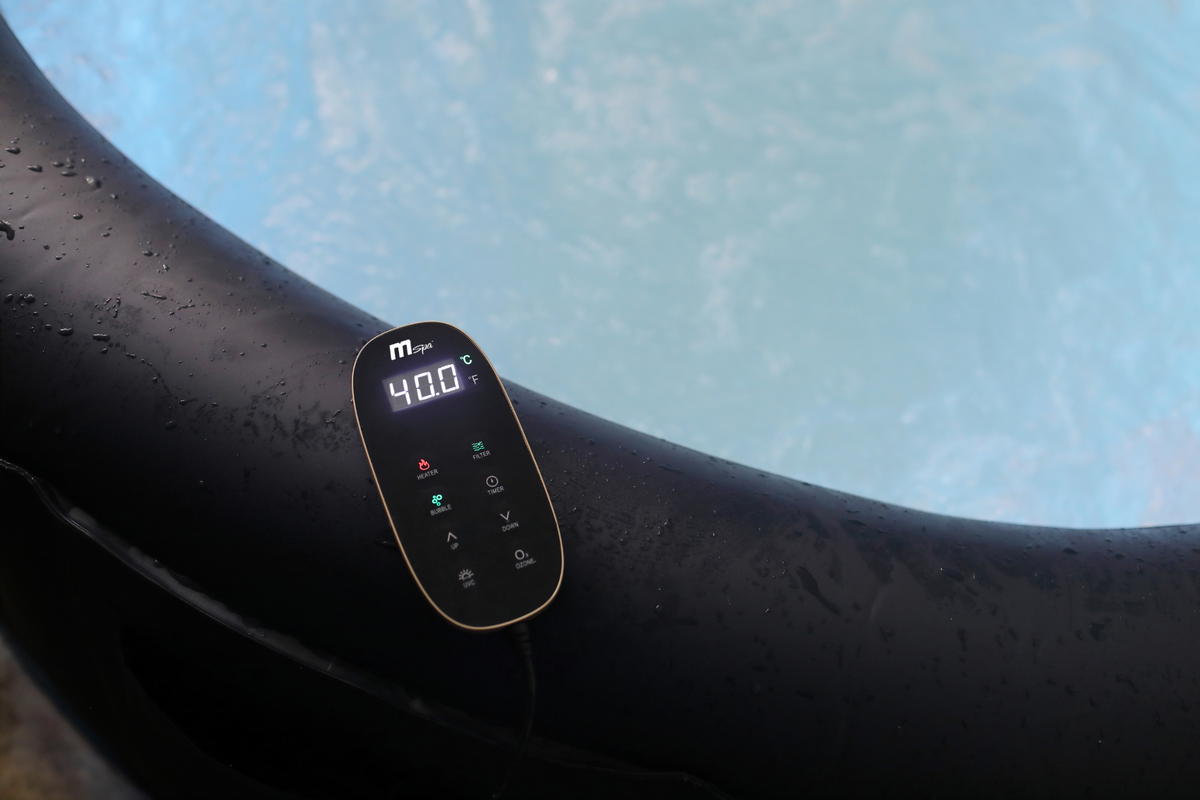 Digital display on a tire with a blurred background