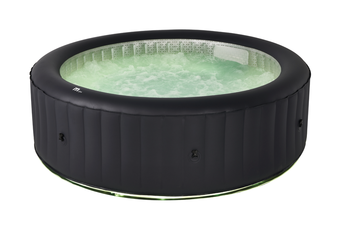 Inflatable hot tub with green water on a white background