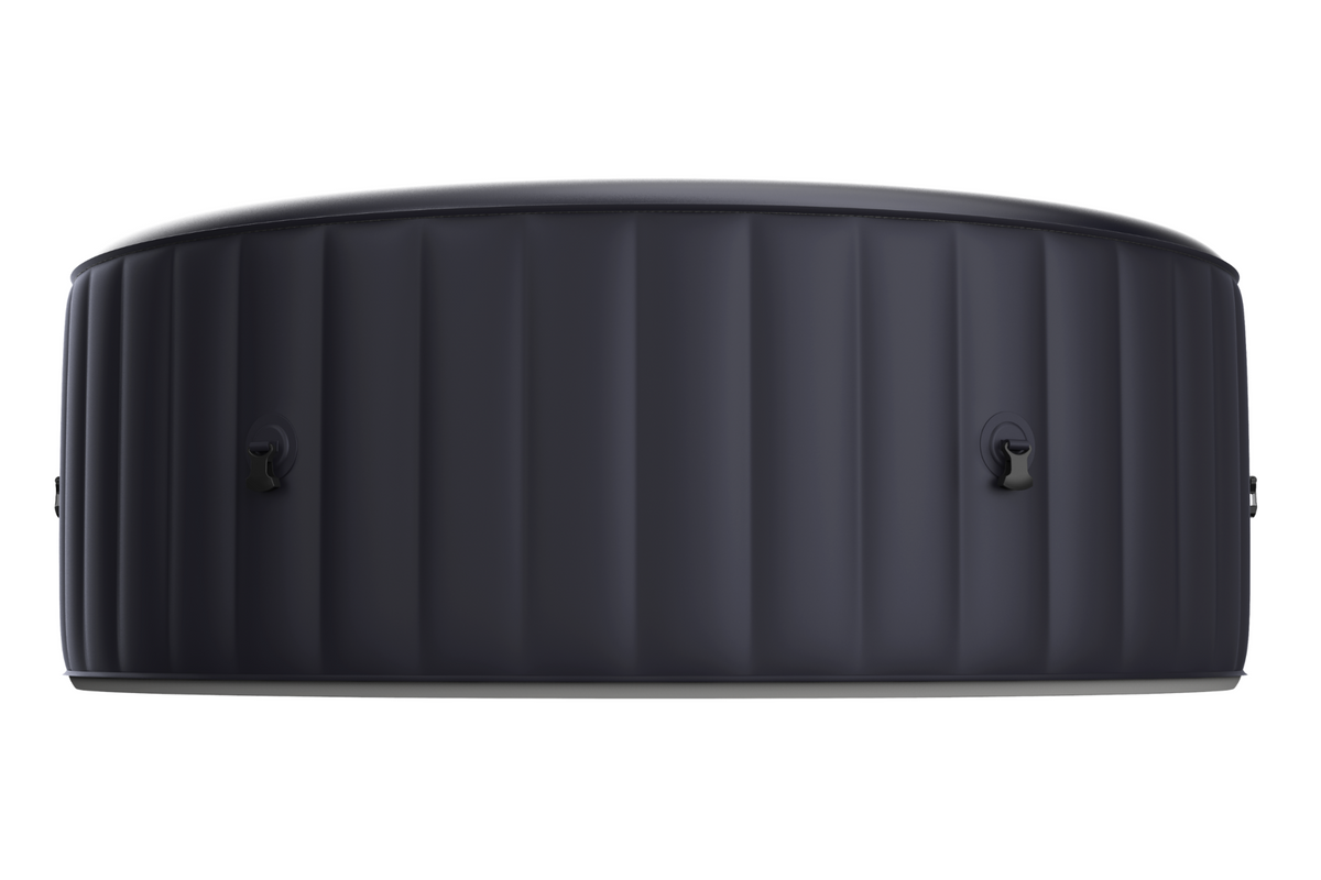 Black inflatable hot tub on a white background