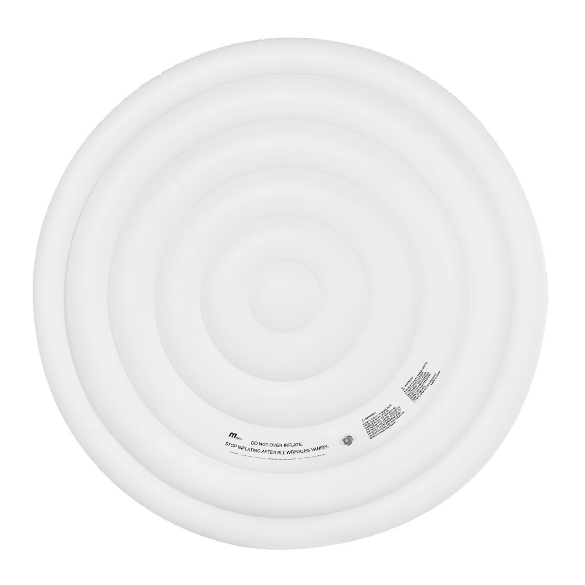 White plastic disc with text on a white background