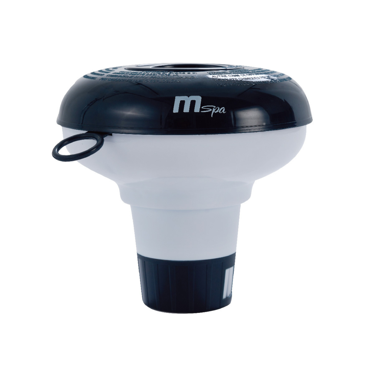 A black and white collapsible plastic cup with a carrying loop, featuring the 'mSpa' logo on the top, set against a plain white background.
