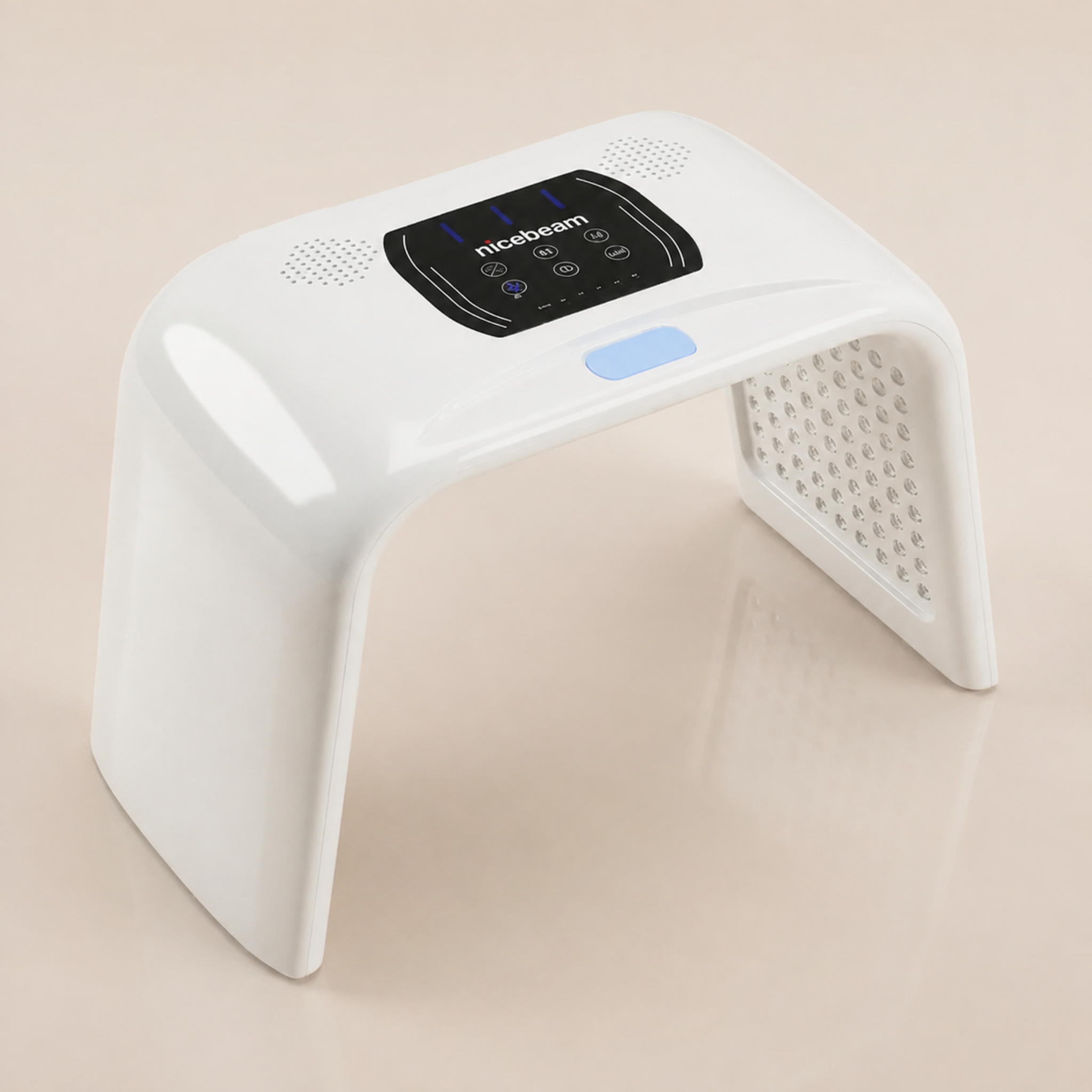 Nicebeam red light therapy time machine om a beige background