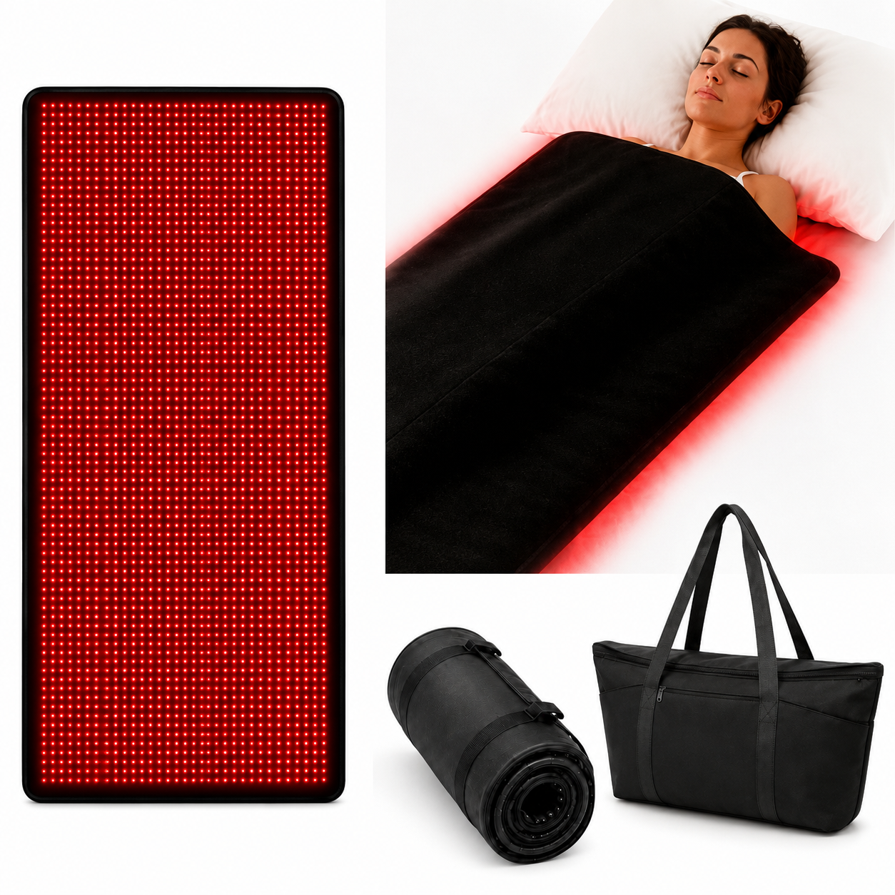 Red Light Pro Devices Full Body Red Light Therapy Blanket – 13,536 LEDs | 660nm + 850nm in use with a user relaxing.