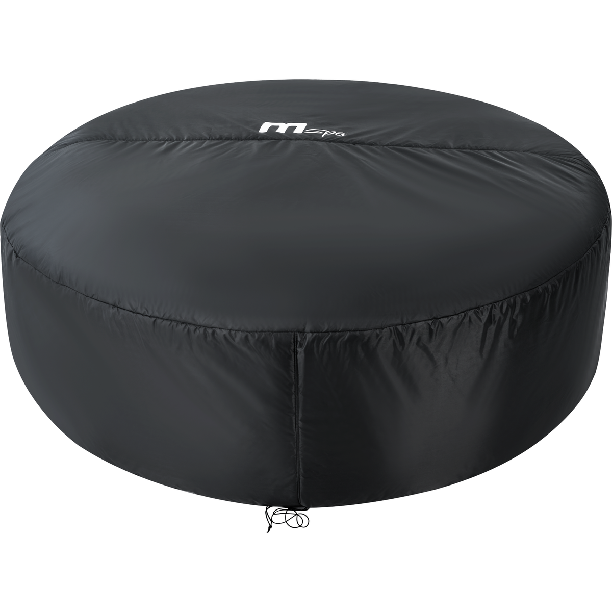 MSPA Cocoon rigid hot tub cover in sleek black design, providing protection and insulation for the hot tub.