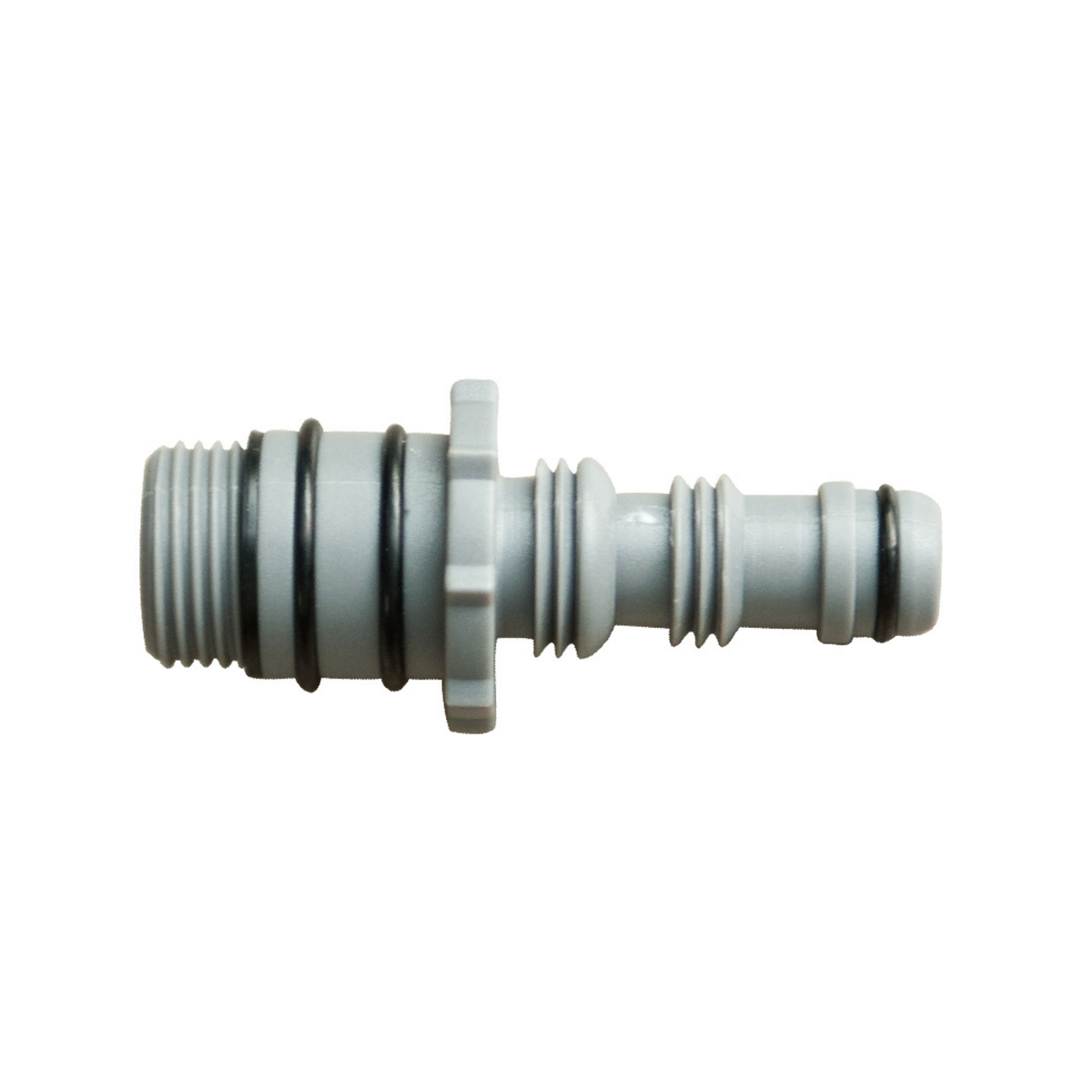 MSPA Cocoon rigid hot tub connection valve with grey finish and multiple O-rings.