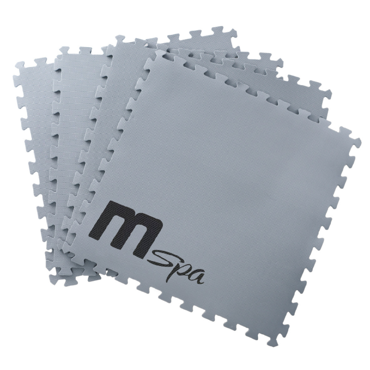 MSPA Cocoon rigid hot tub spa flooring mats in grey with interlocking edges.