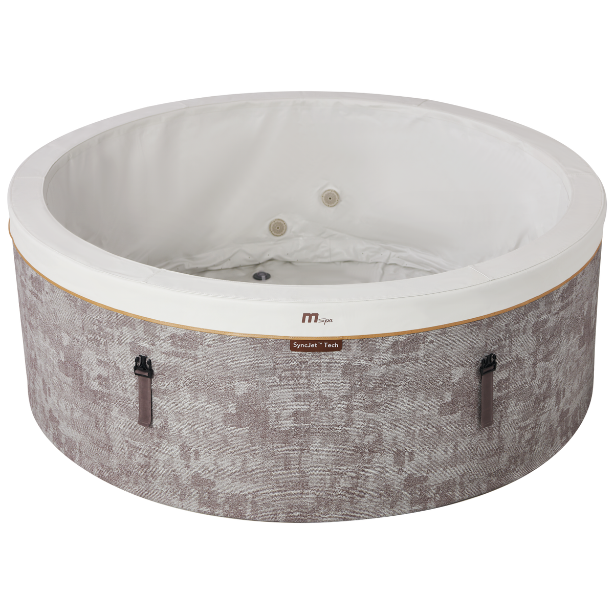 MSPA Cocoon rigid hot tub with a textile-inspired design, suitable for up to 6 persons, showcasing its modern and elegant features.