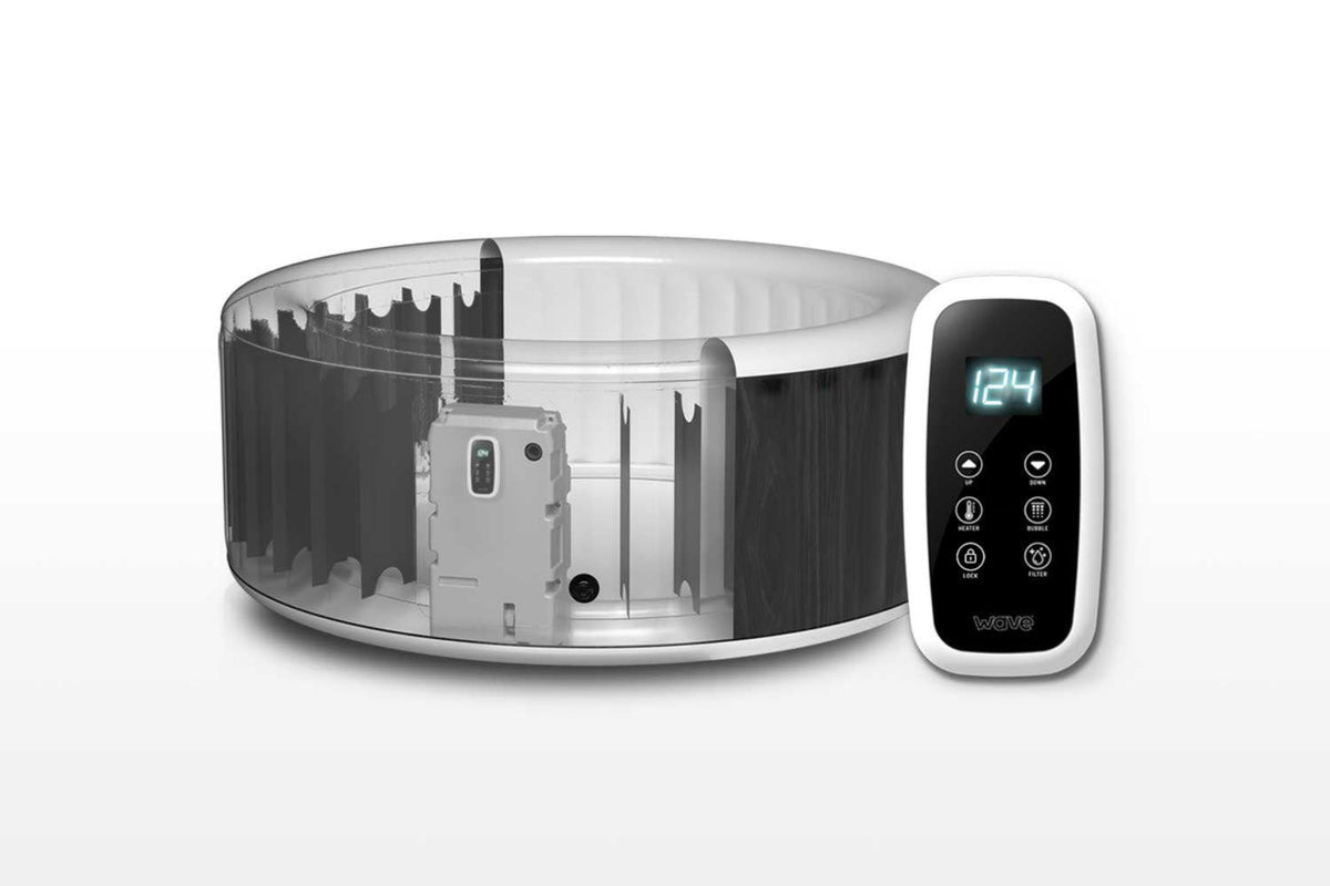 Atlantic White electronic device with digital display on a white background
