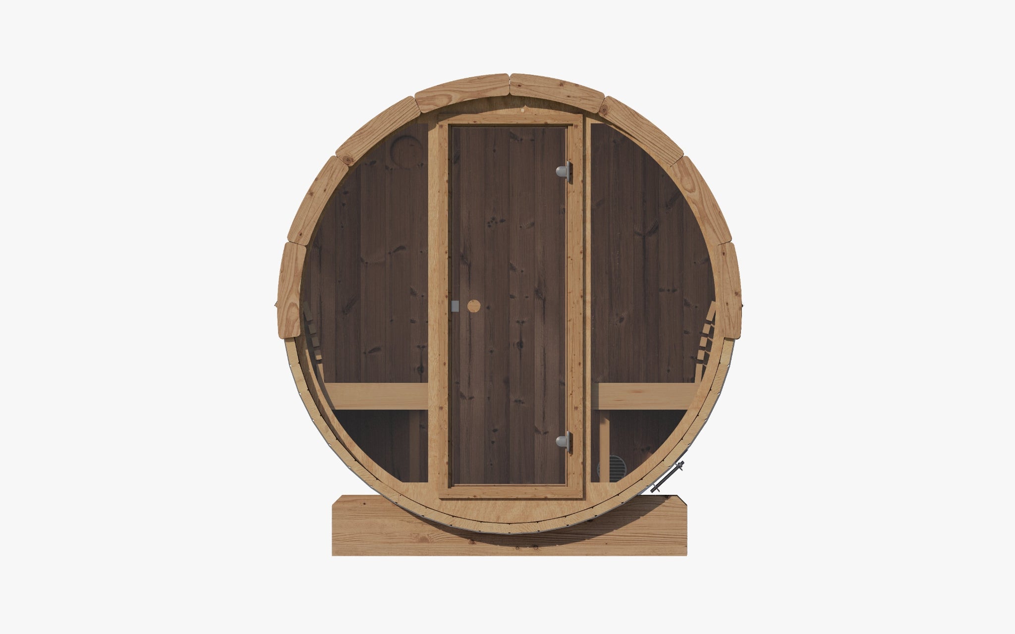 SaunaLife E8G barrel sauna with glass front — front view