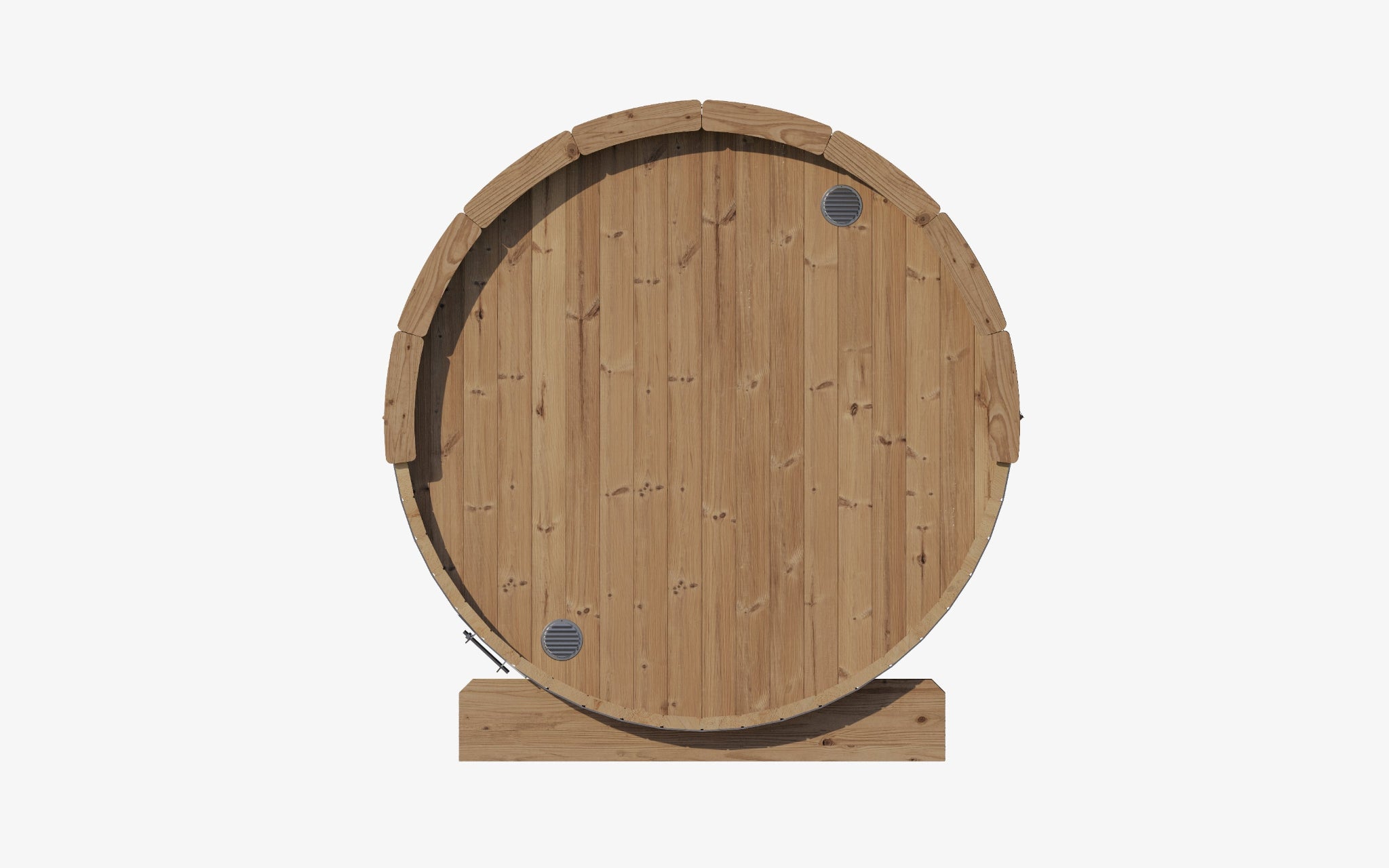 SaunaLife E8G barrel sauna with glass front —back view