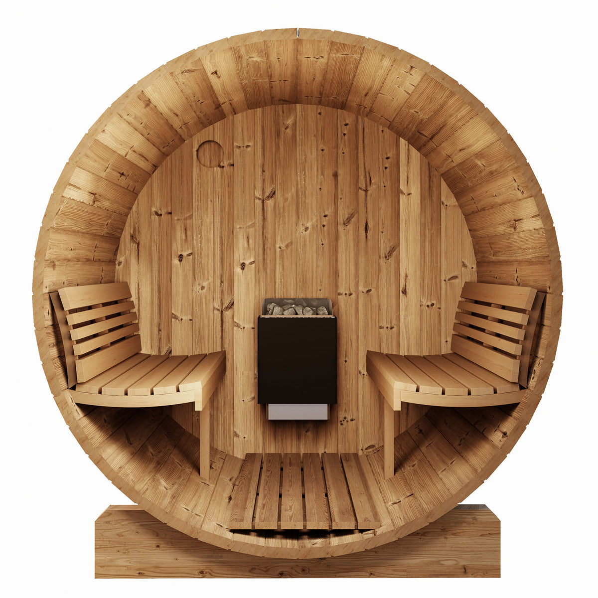 SaunaLife E8B outdoor barrel sauna interior