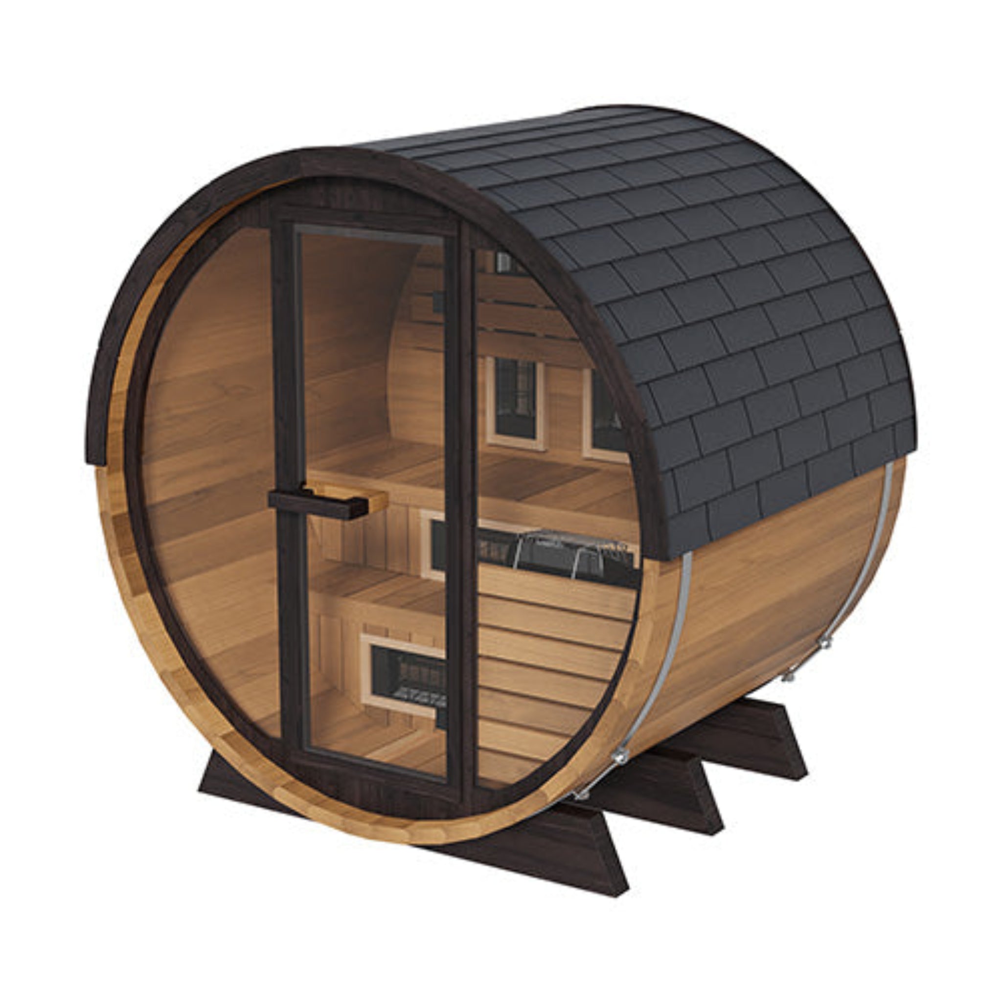 Finnmark FD-6 combination barrel sauna left side top angle view