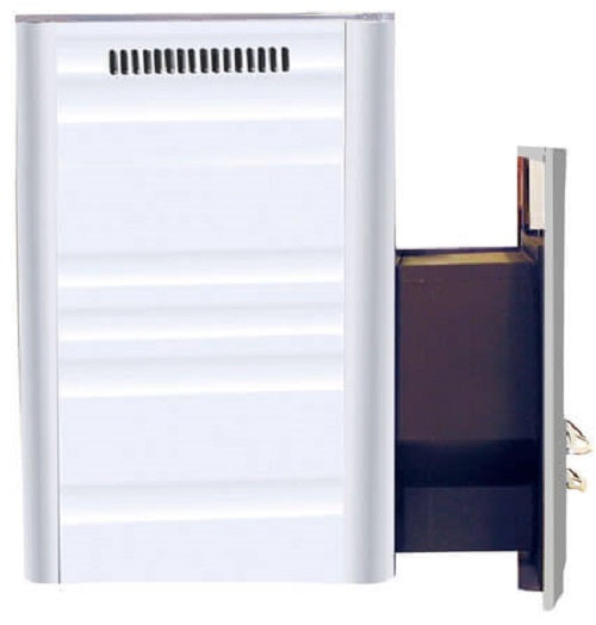 Harvia 36 Duo sauna stove — fireplace view showing glass door and wood-burning firebox