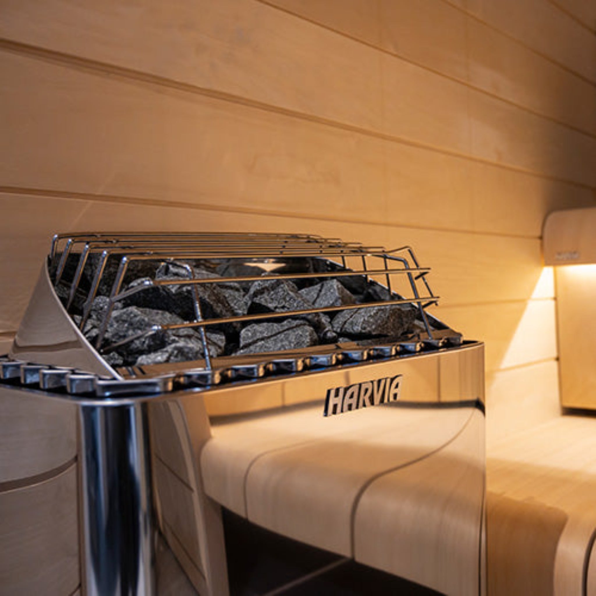  Harvia KIP45B sauna heater — top angle view showing stone loading area
