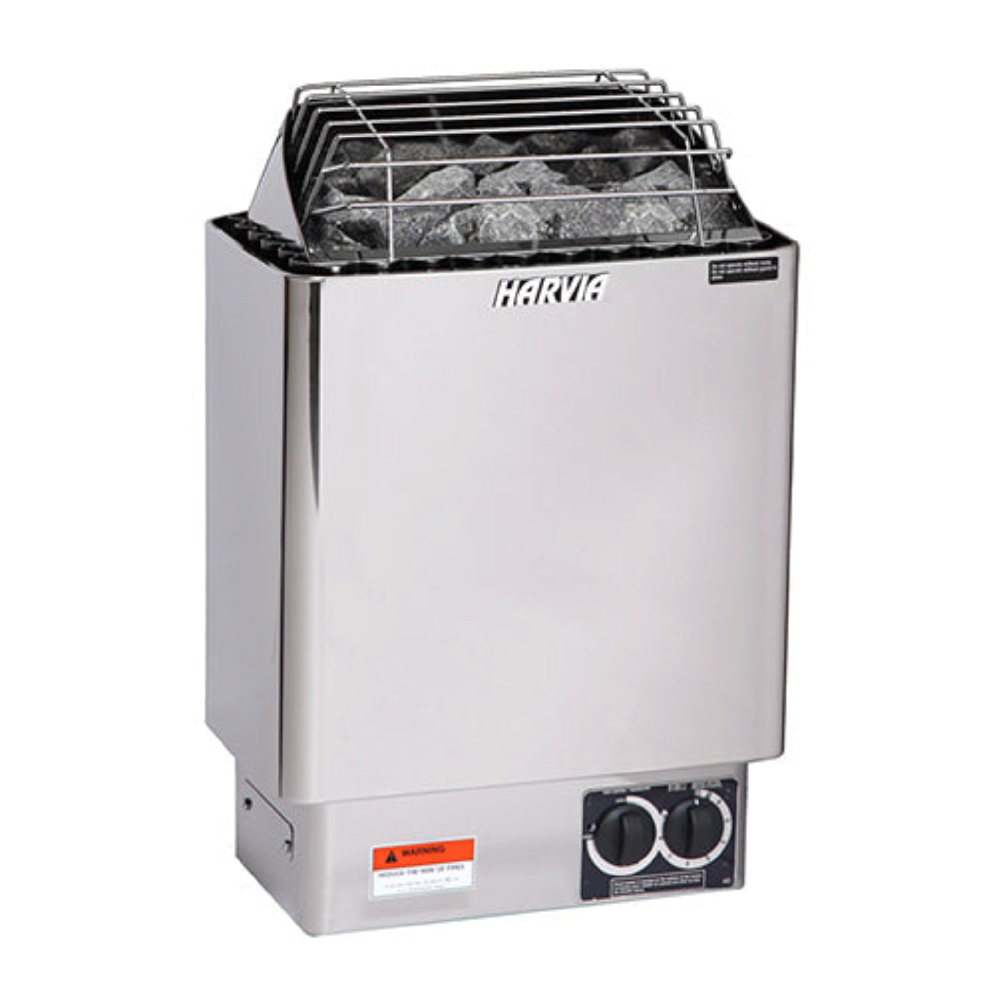 Harvia KIP45B 4.5kW wall-mounted electric sauna heater — stainless steel with built-in controls